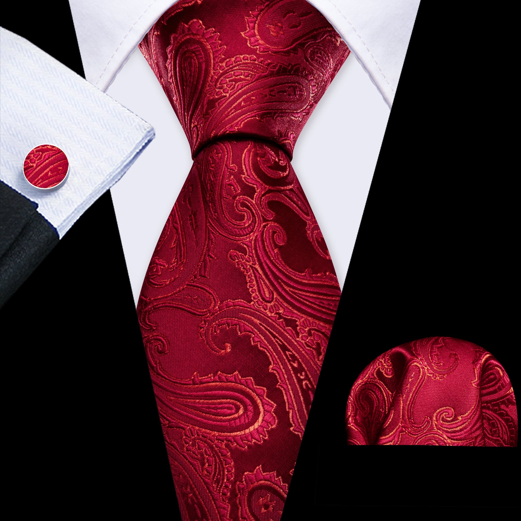 Dark Red Patterned Silk Tie