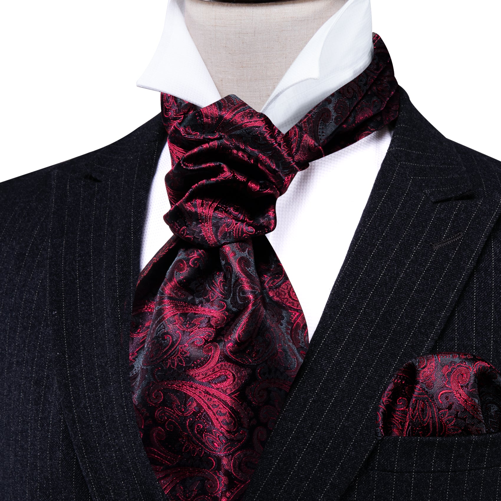 Wine Red Tie Set Wine Red Paisley Tie and Pocket Square Set 