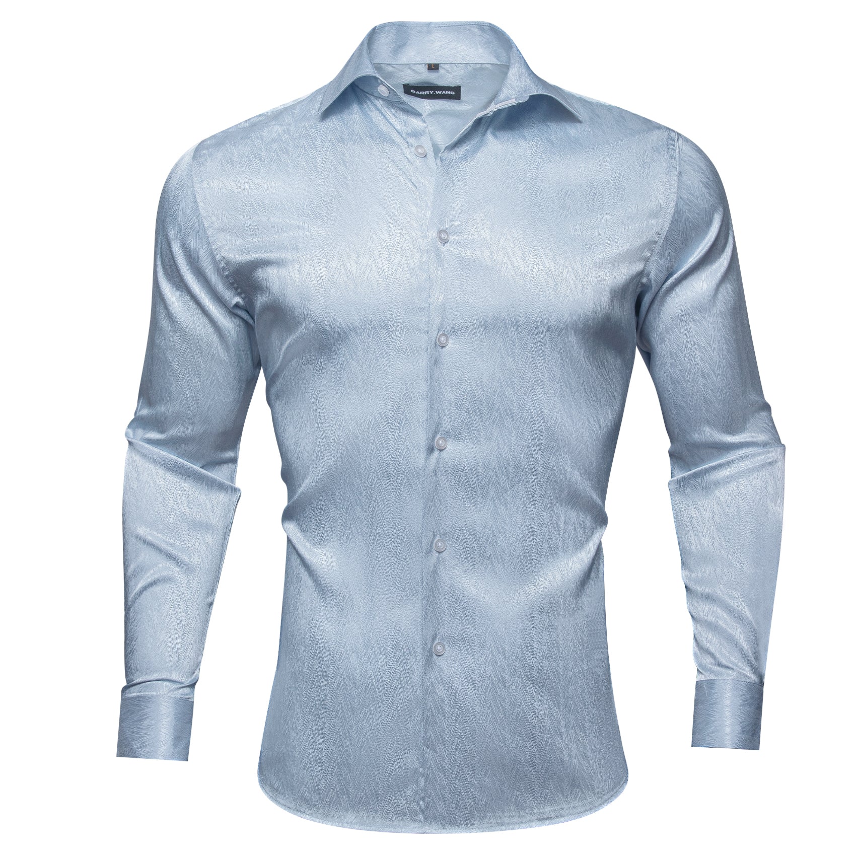 Berry blue plain design full-sleeve pure silk shirt