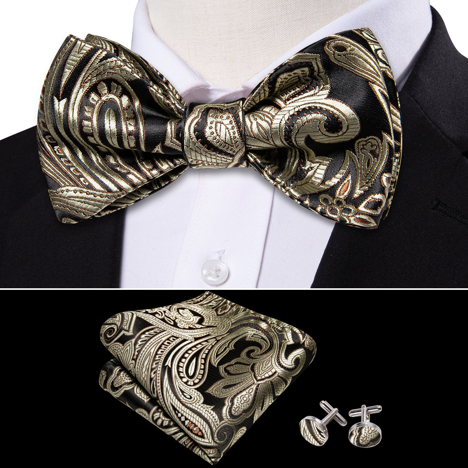 Black and gold bow tie