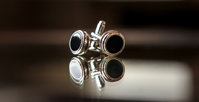 Cufflinks on desk