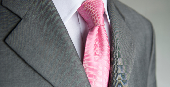 Light Grey Suit And Pink Necktie 