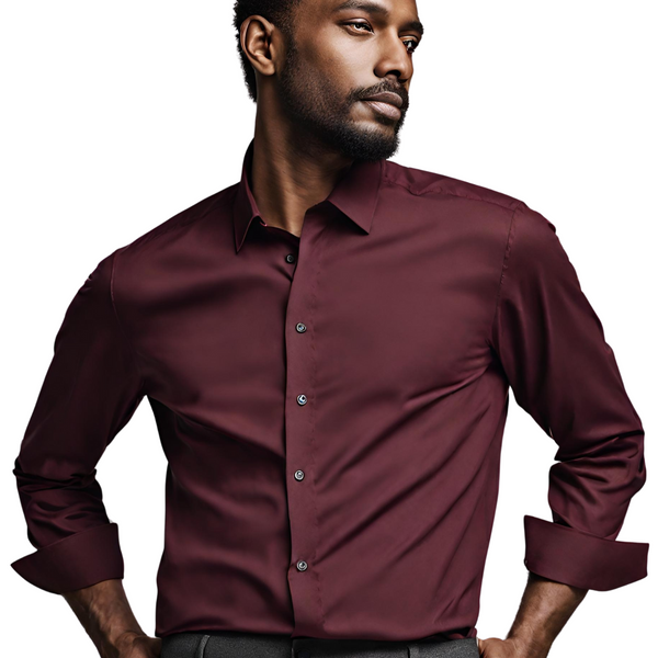 Burgundy shirt mens best sale