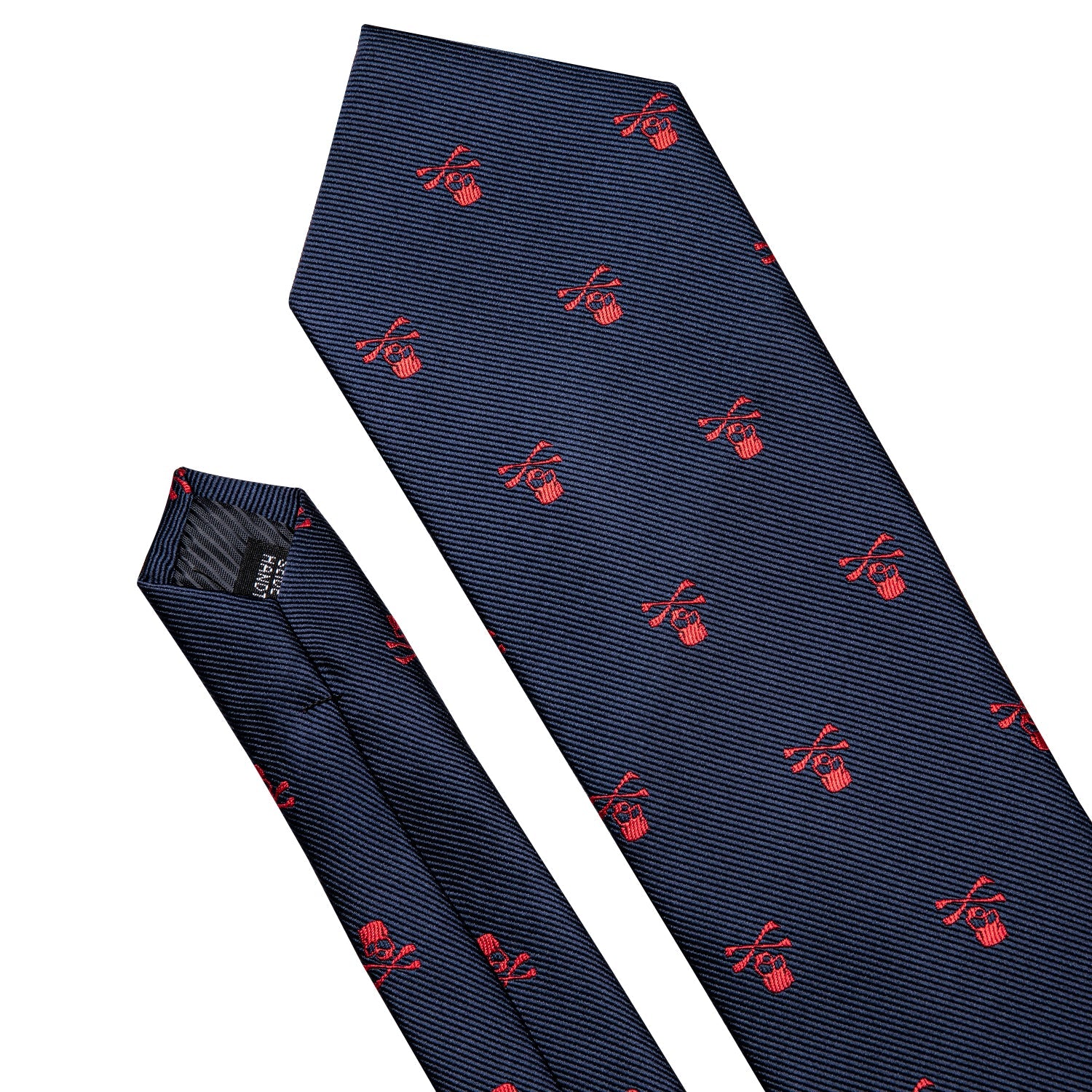  Single Tie Novelty Red Skull Halloween Blue Necktie for Men