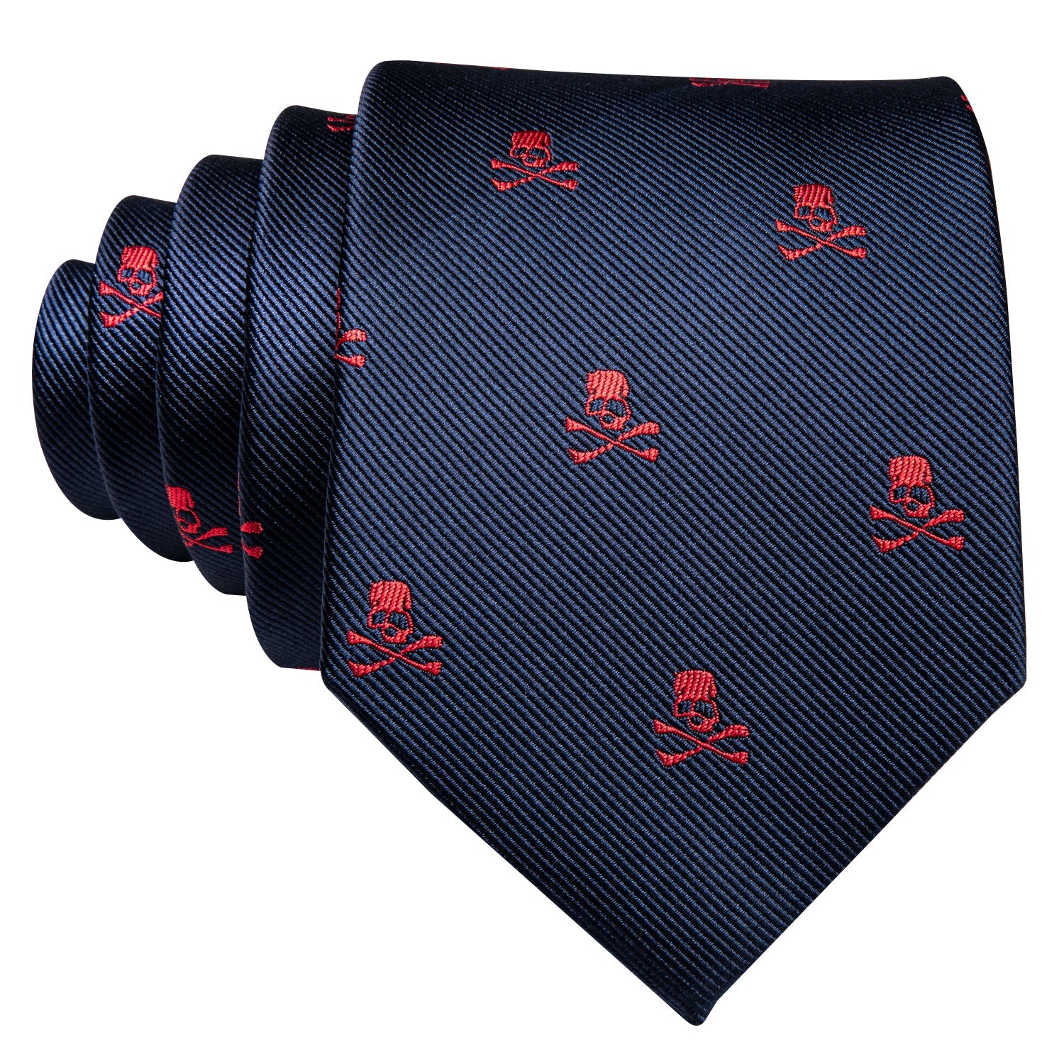  Single Tie Novelty Red Skull Halloween Blue Necktie for Men