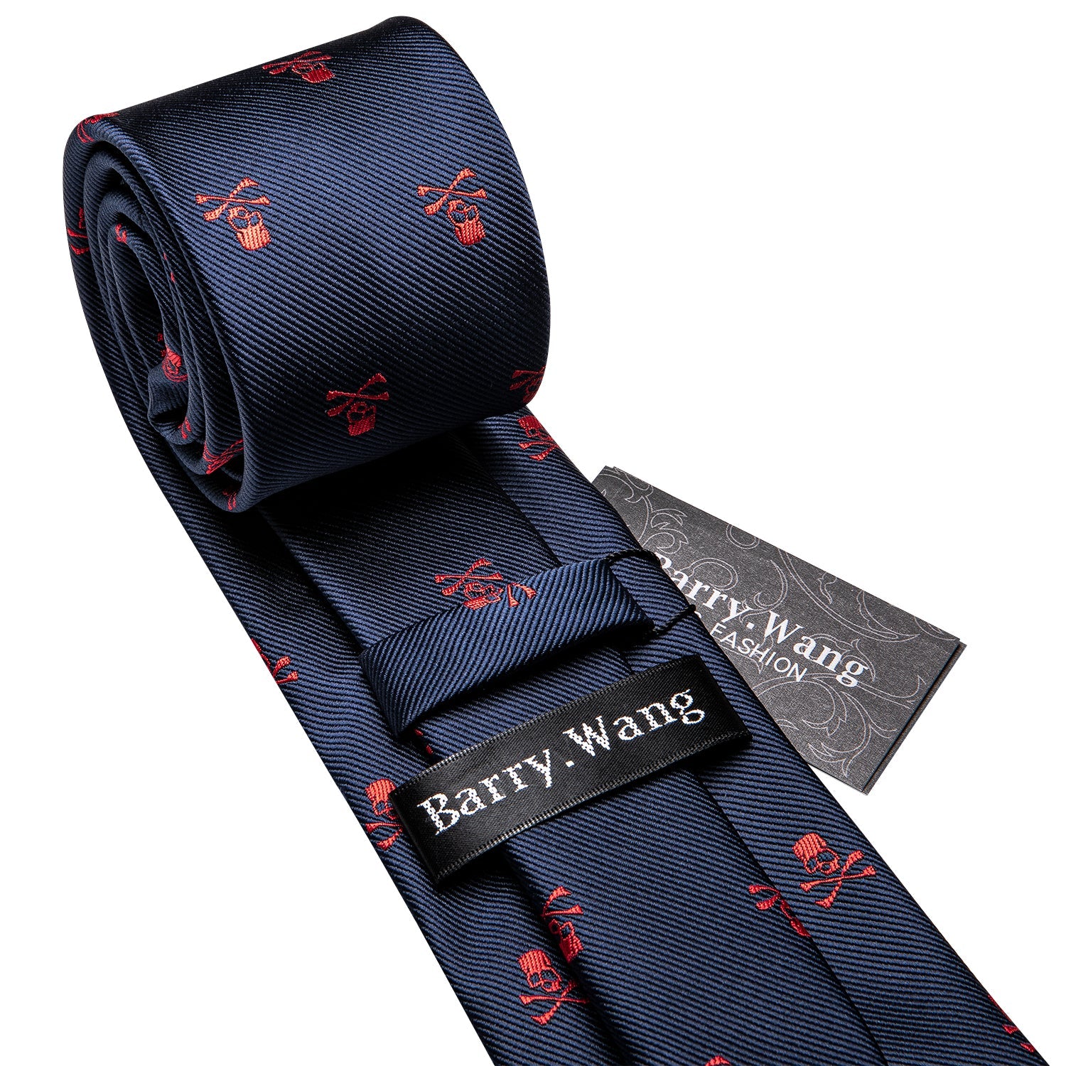  Single Tie Novelty Red Skull Halloween Blue Necktie for Men