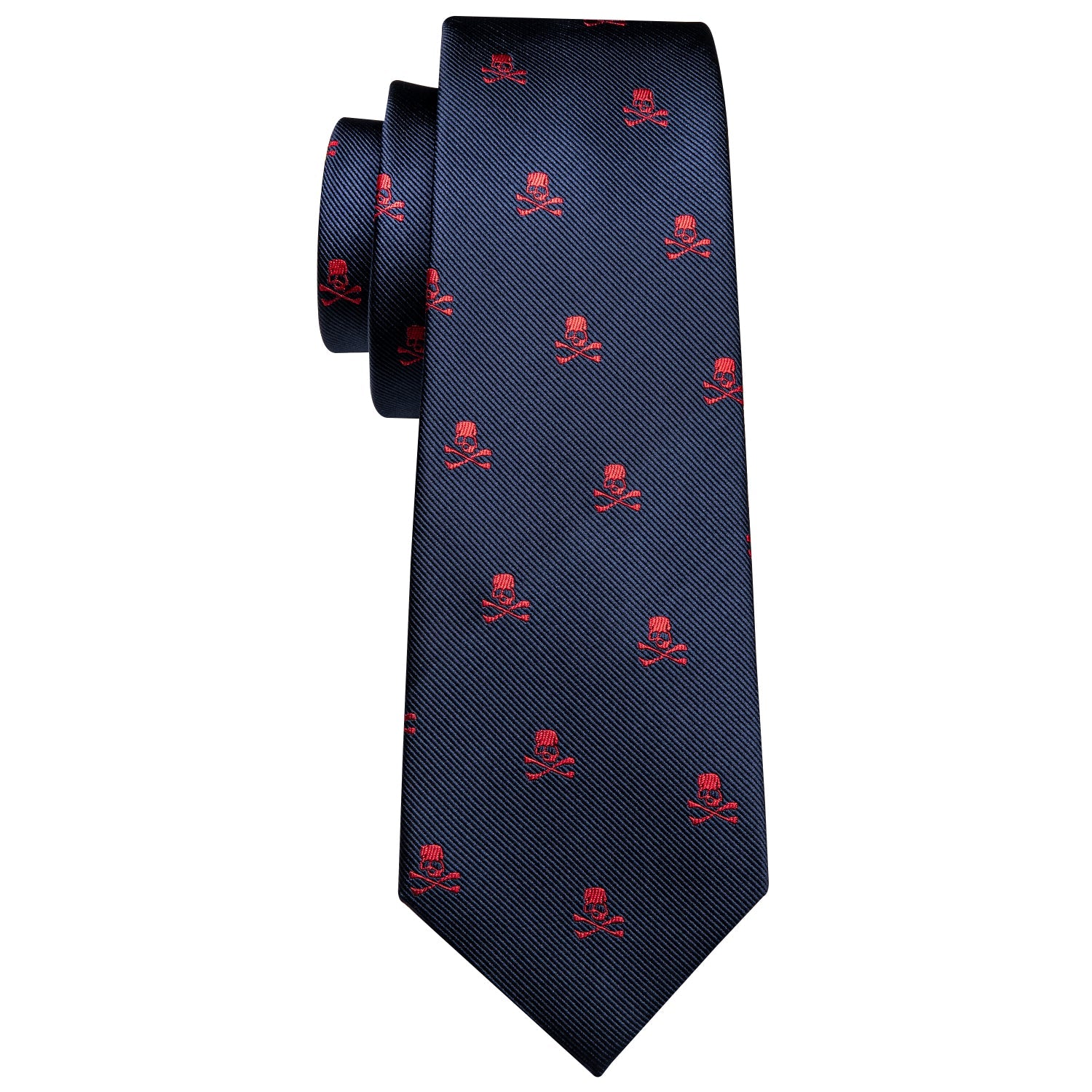  Single Tie Novelty Red Skull Halloween Blue Necktie for Men