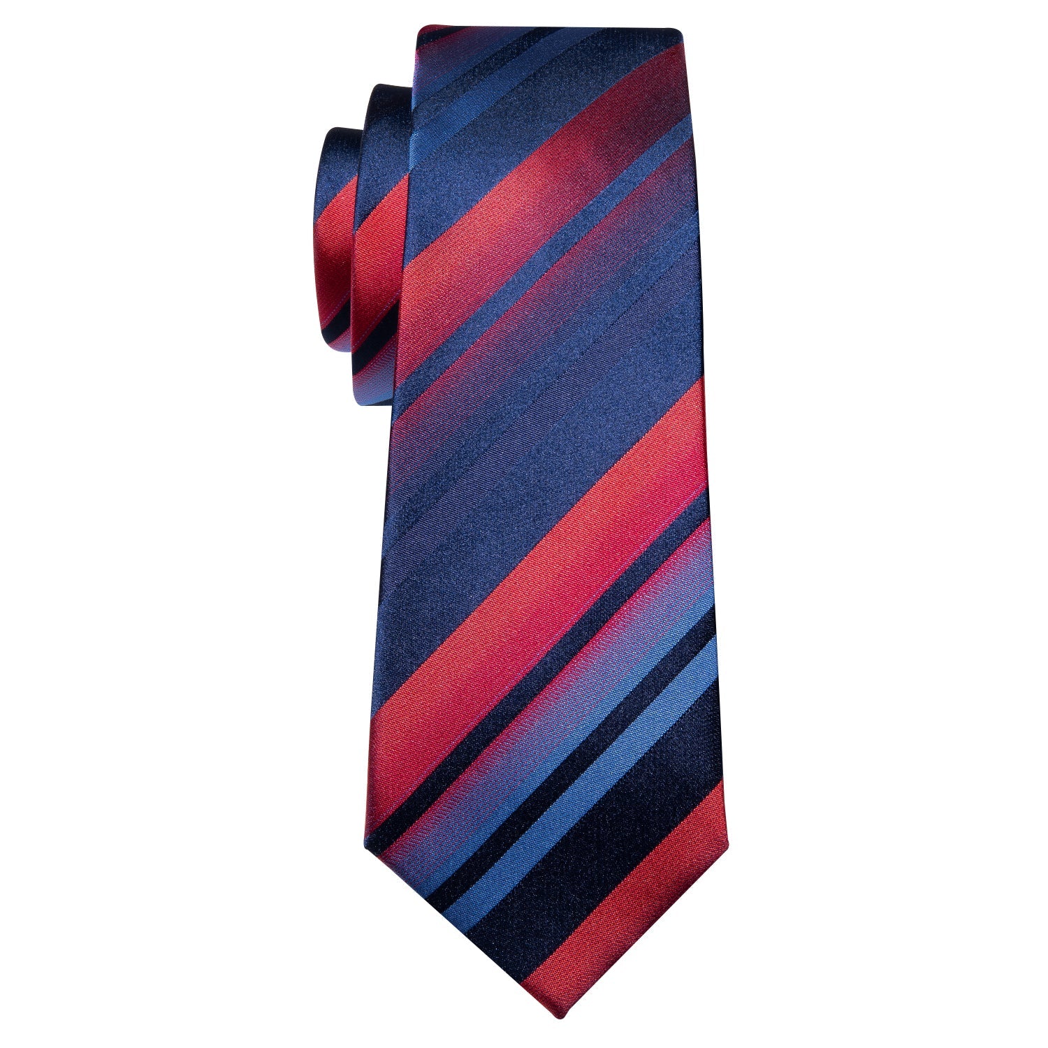 Barry Wang Single Necktie Blue Red Light Grey Stripes Men's Formal Tie