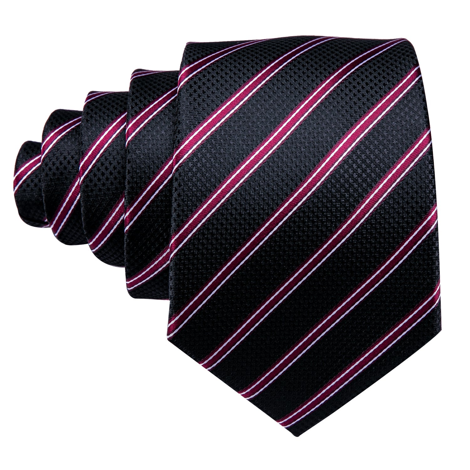  Black Men's Necktie Red Black Striped  Silk Tie