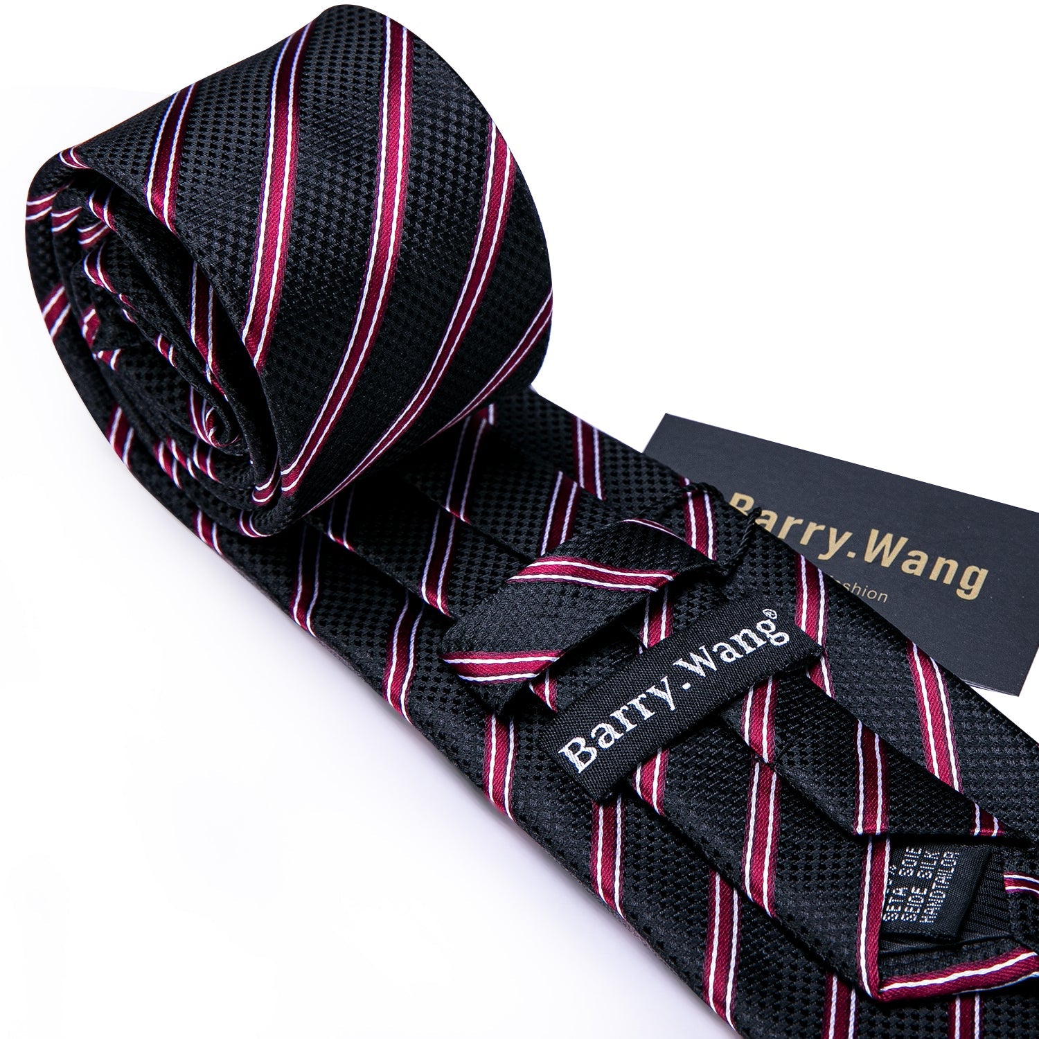  Black Men's Necktie Red Black Striped  Silk Tie