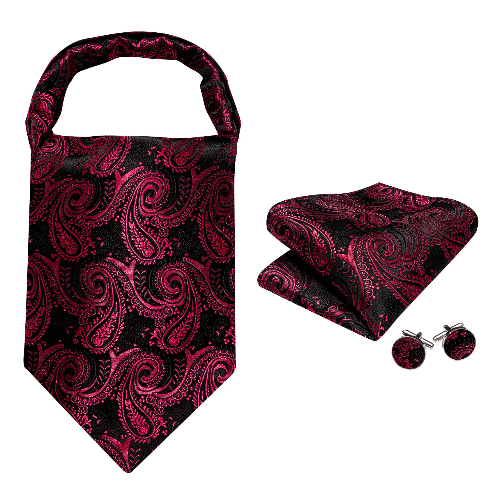 black red pasiley jacquard tie wedding 