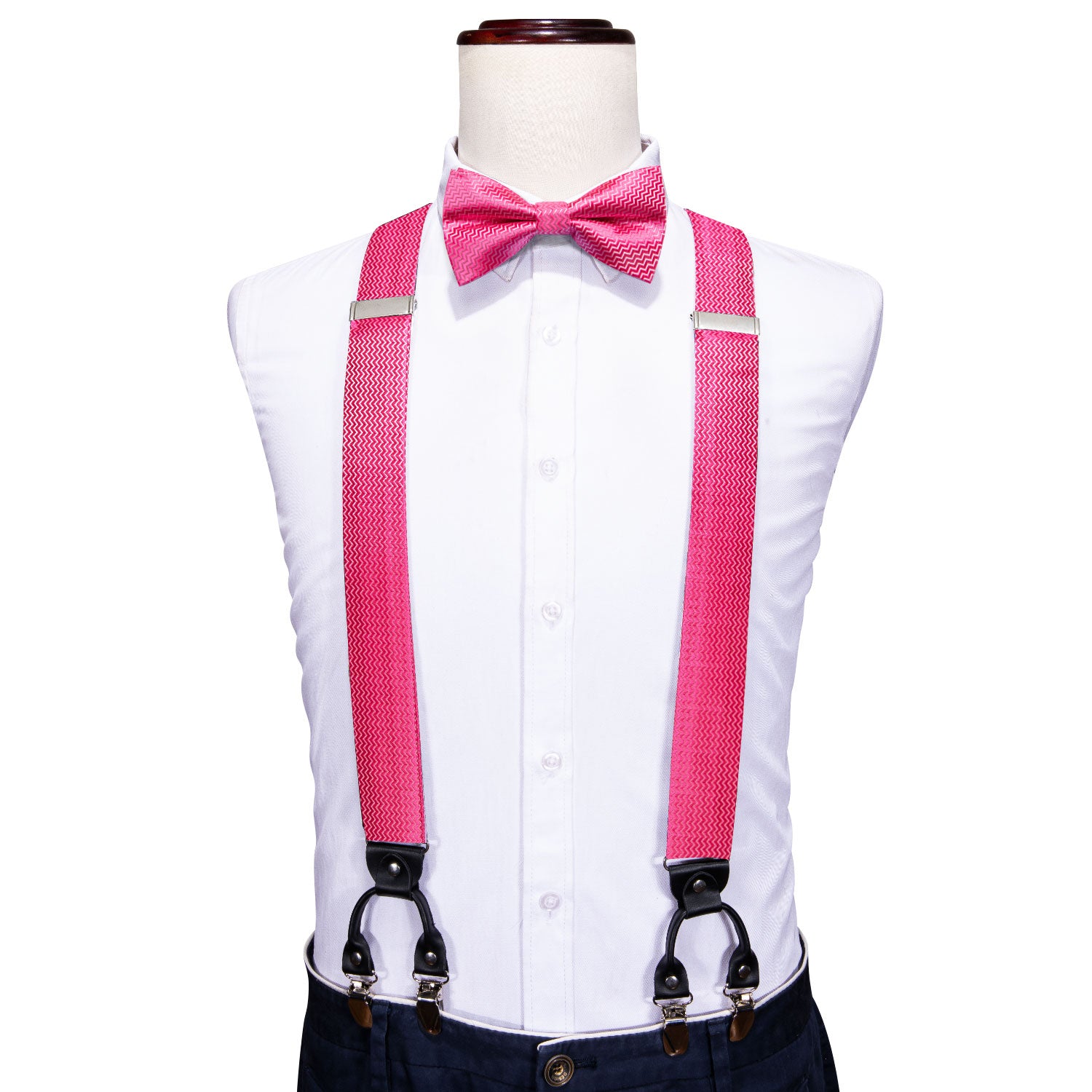 Orchid Solid Y Back Adjustable Bow Tie Suspenders Set