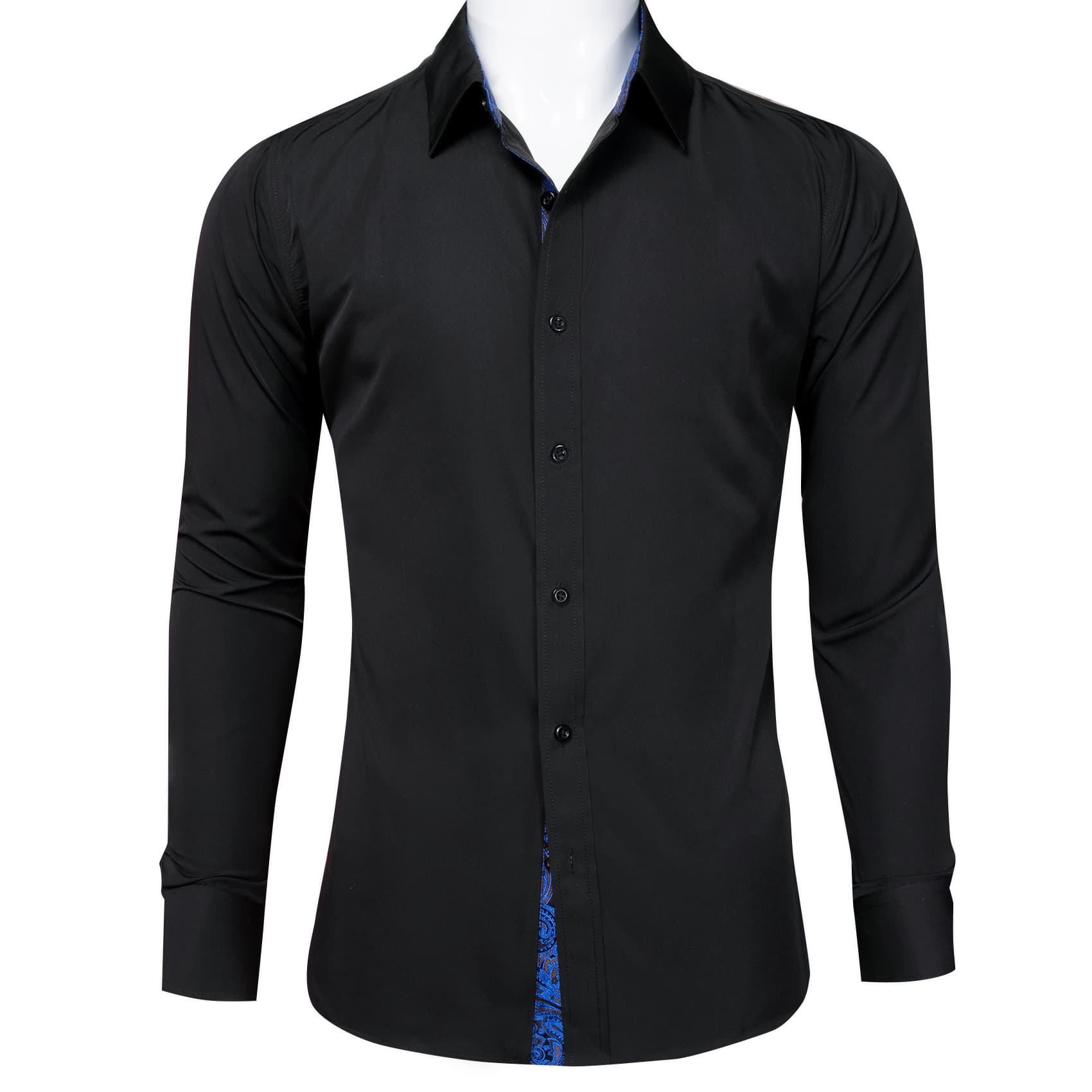 mens black silk shirts long sleeve