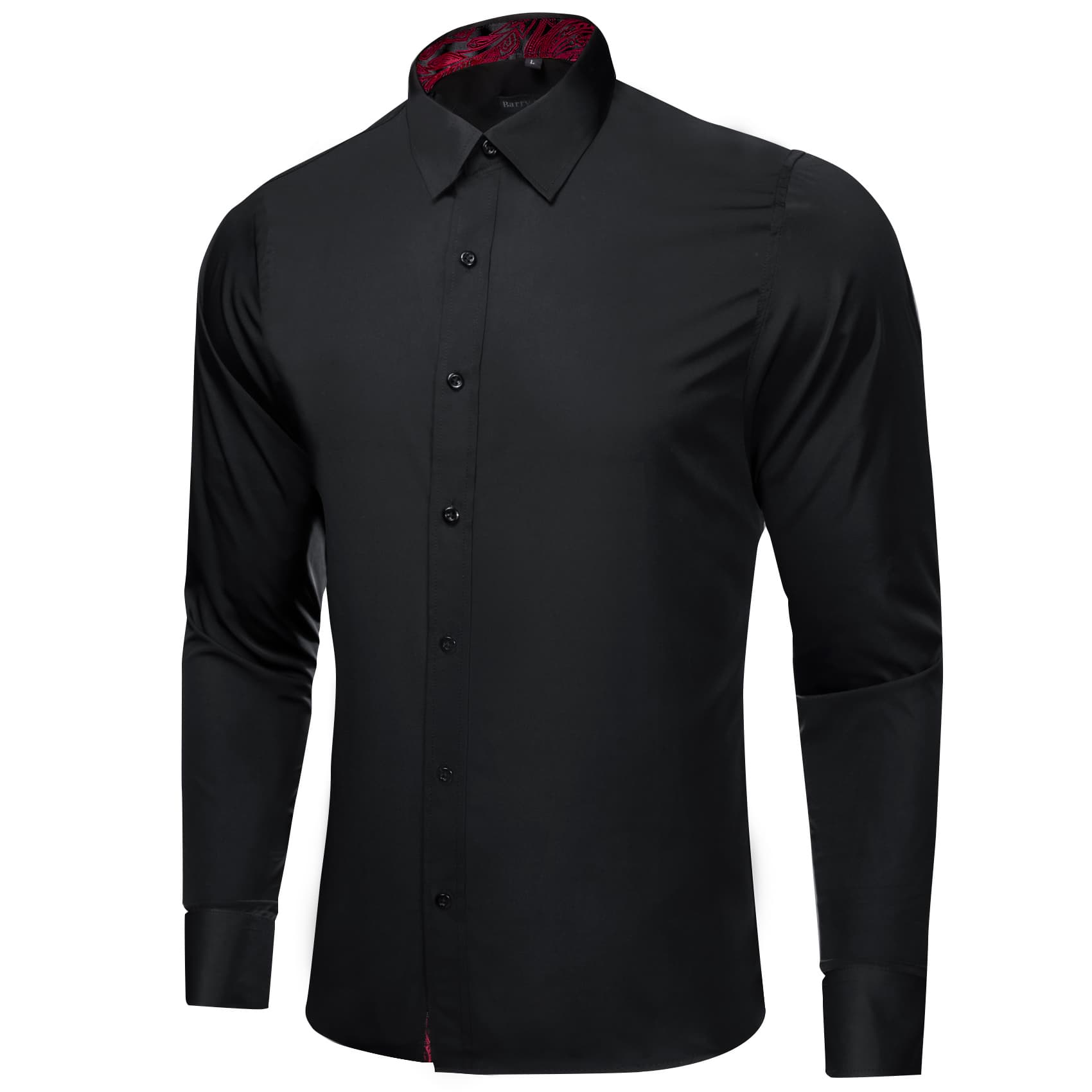 Mens black silk dress shirt best sale