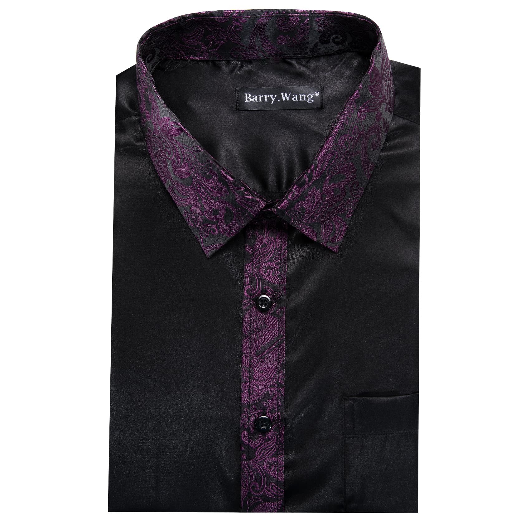 Men's Black Purple Paisley long sleeve shirt 