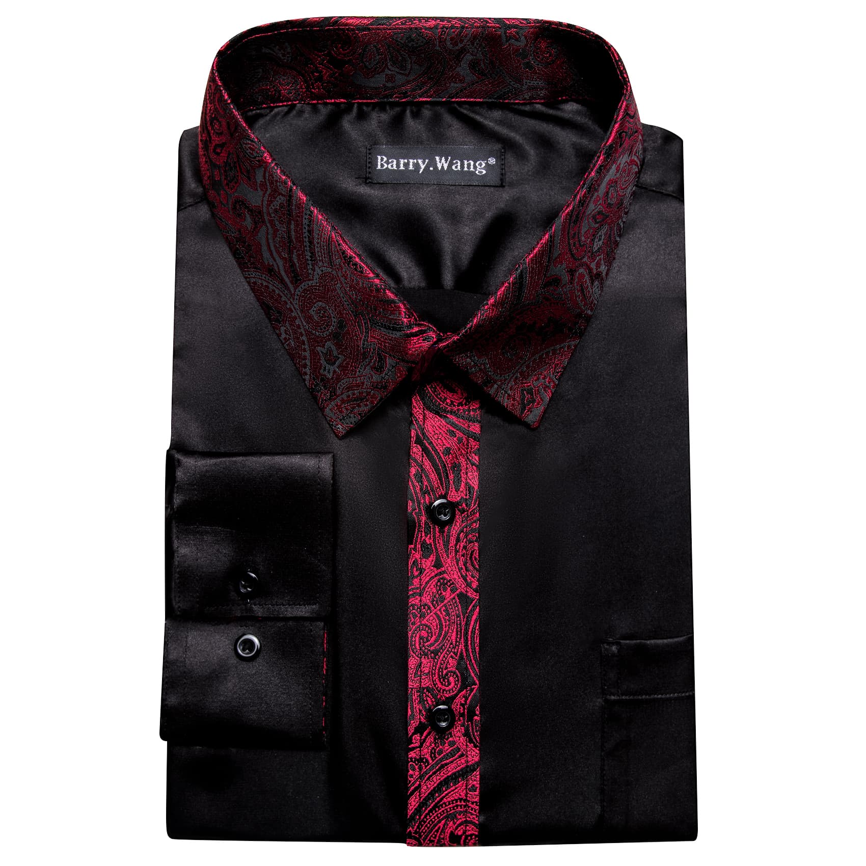 men's black and  red paisley  dress shirt