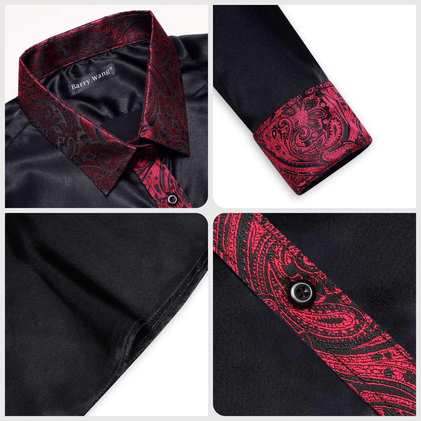 black casual shirt mens red cuff 