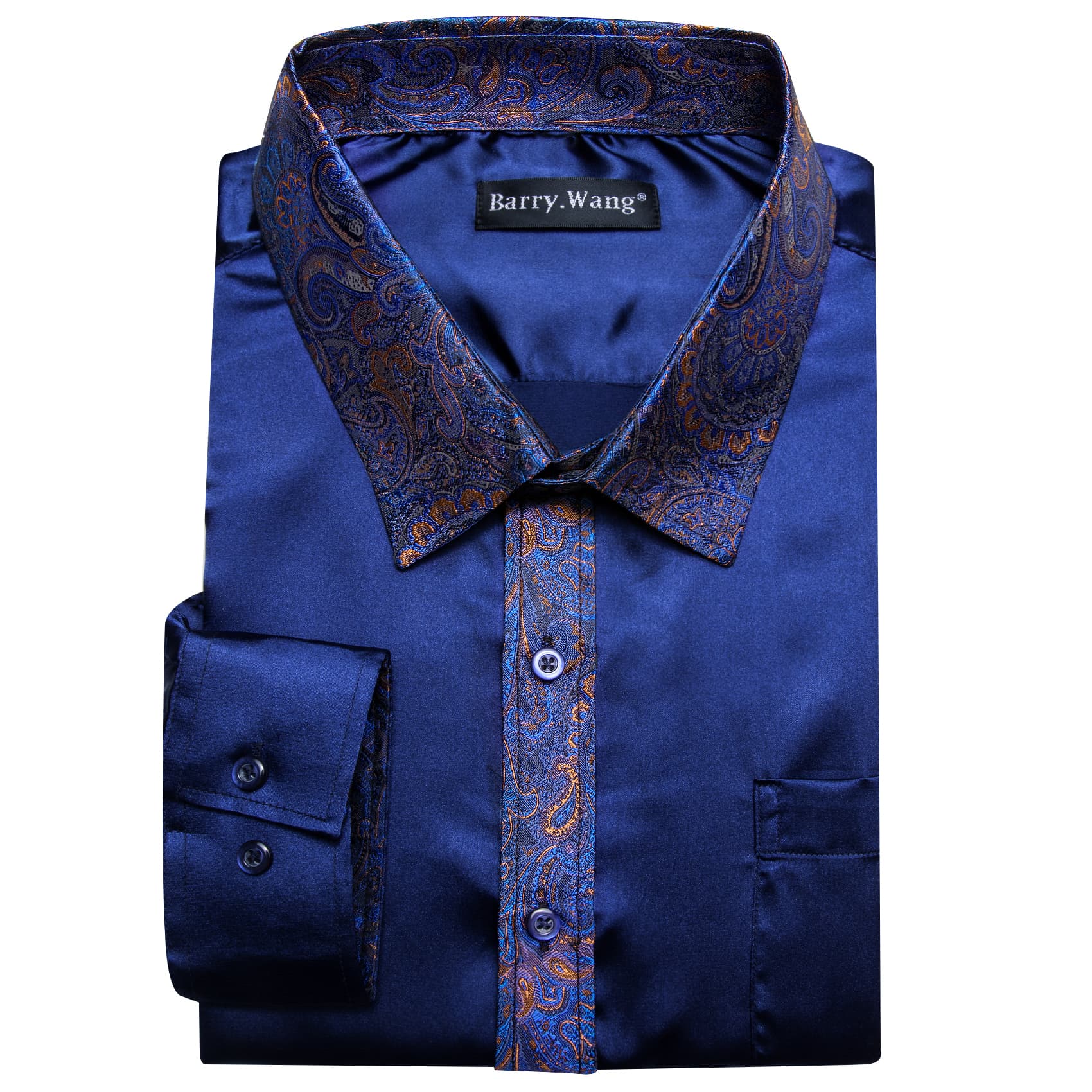 men's dress shirts silk navy blue shirt