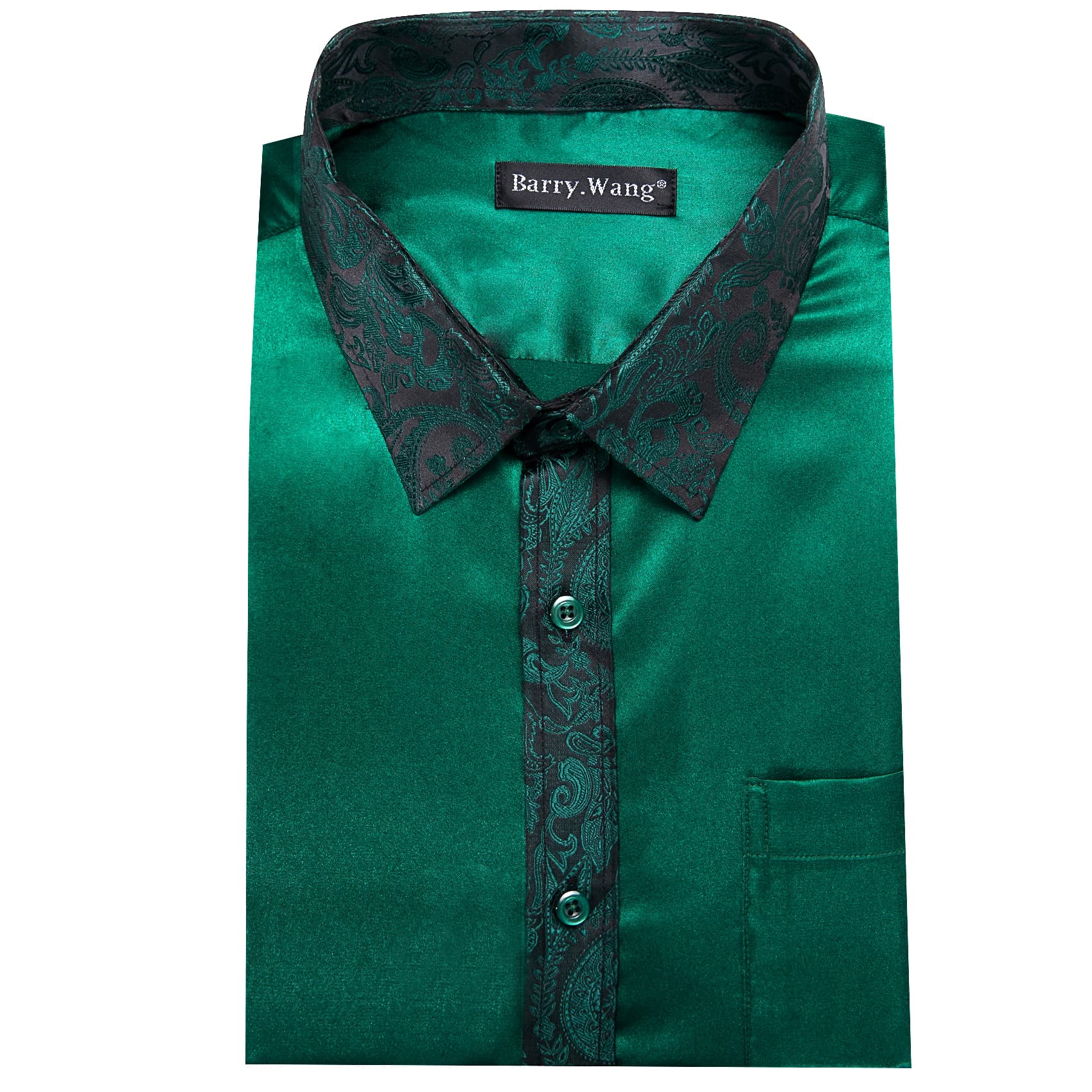 mens casual shirts Green shirt with black dark green pailey collar shirt 