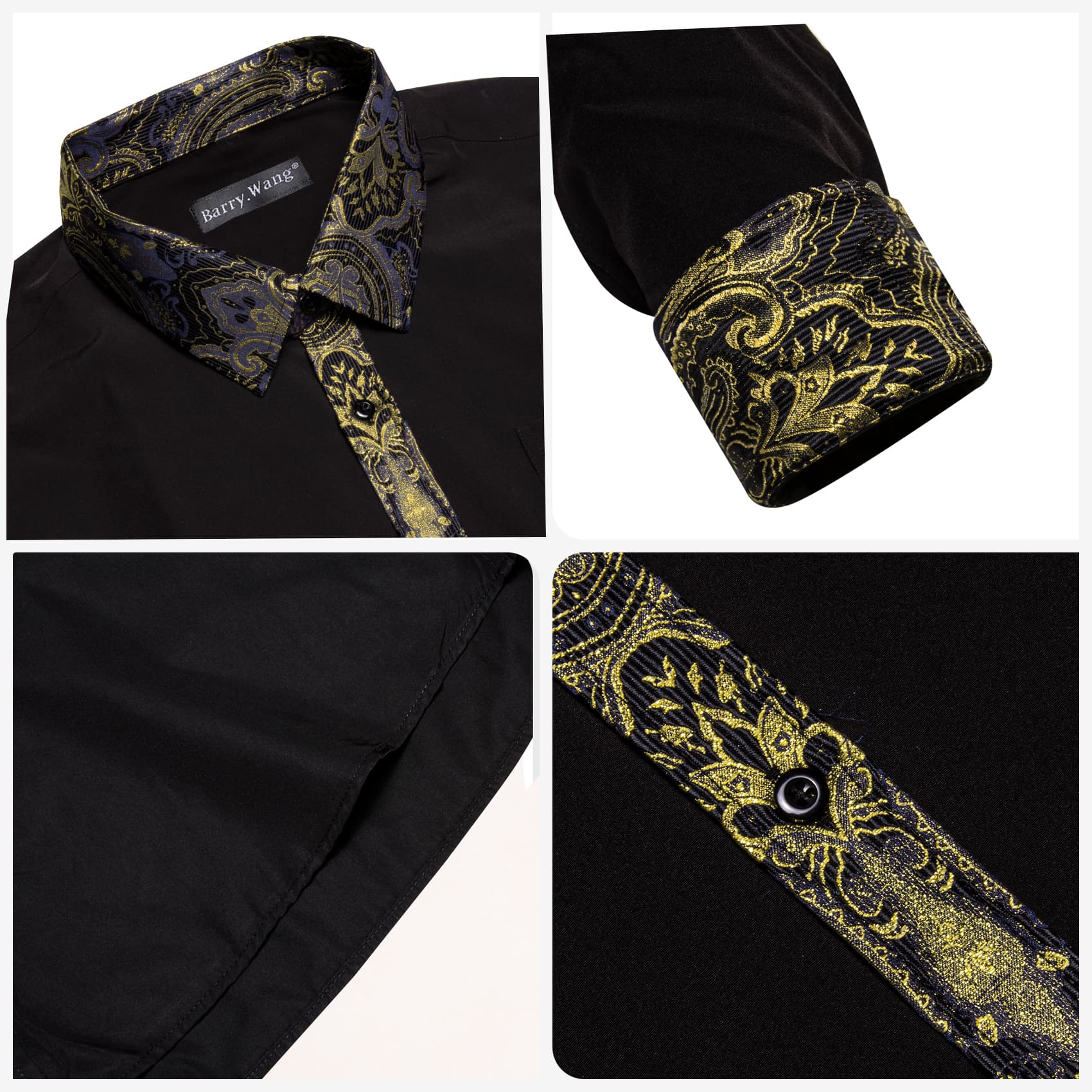 mens silk black dress shirt