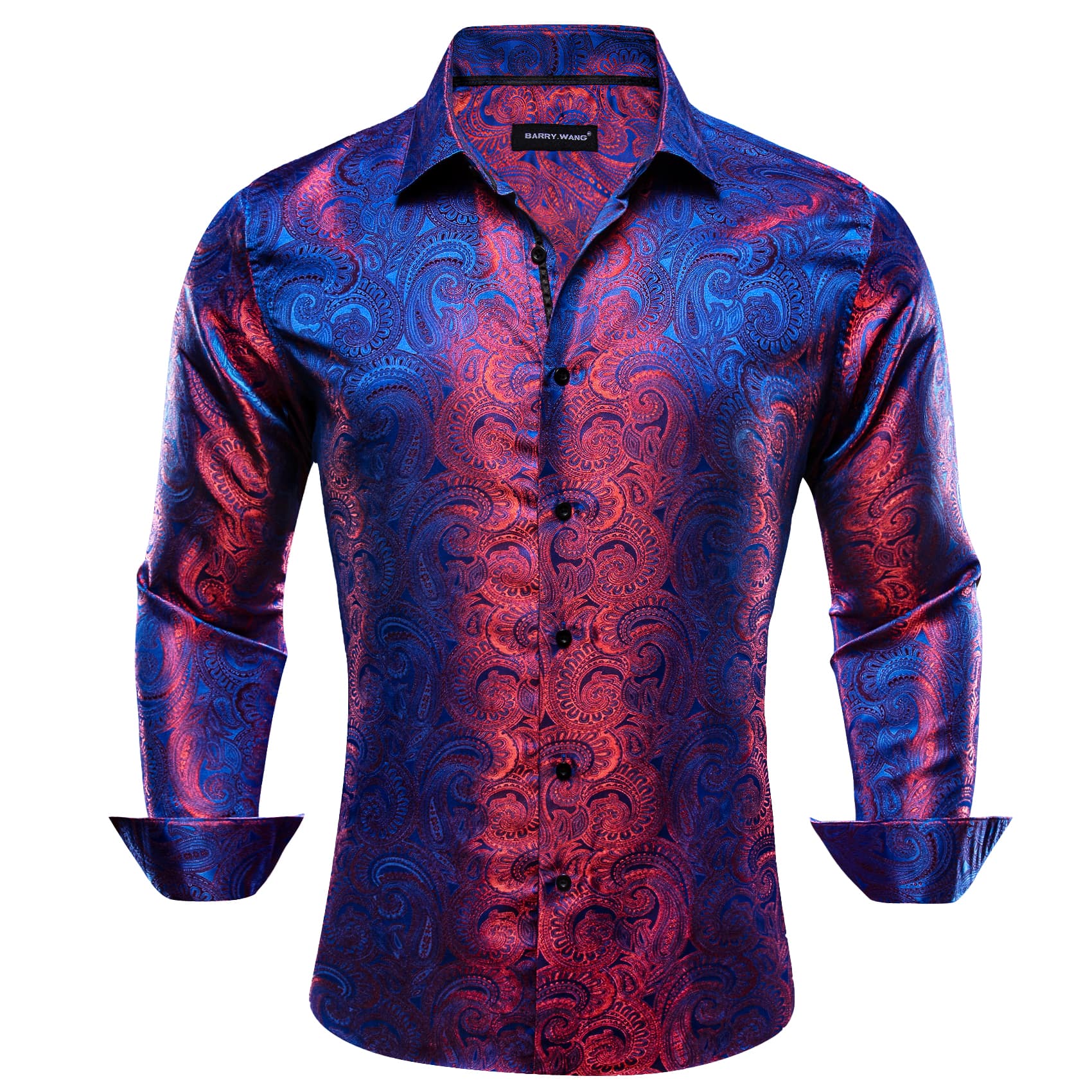 Men's Button Up Shirts Blue Red Paisley Dress Shirt for dress shirt