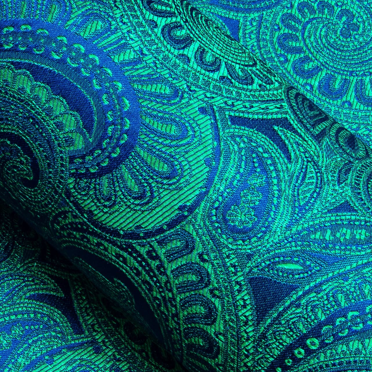 Blue Teal Green Shirt Men's Button Up Paisley Dress Shirt