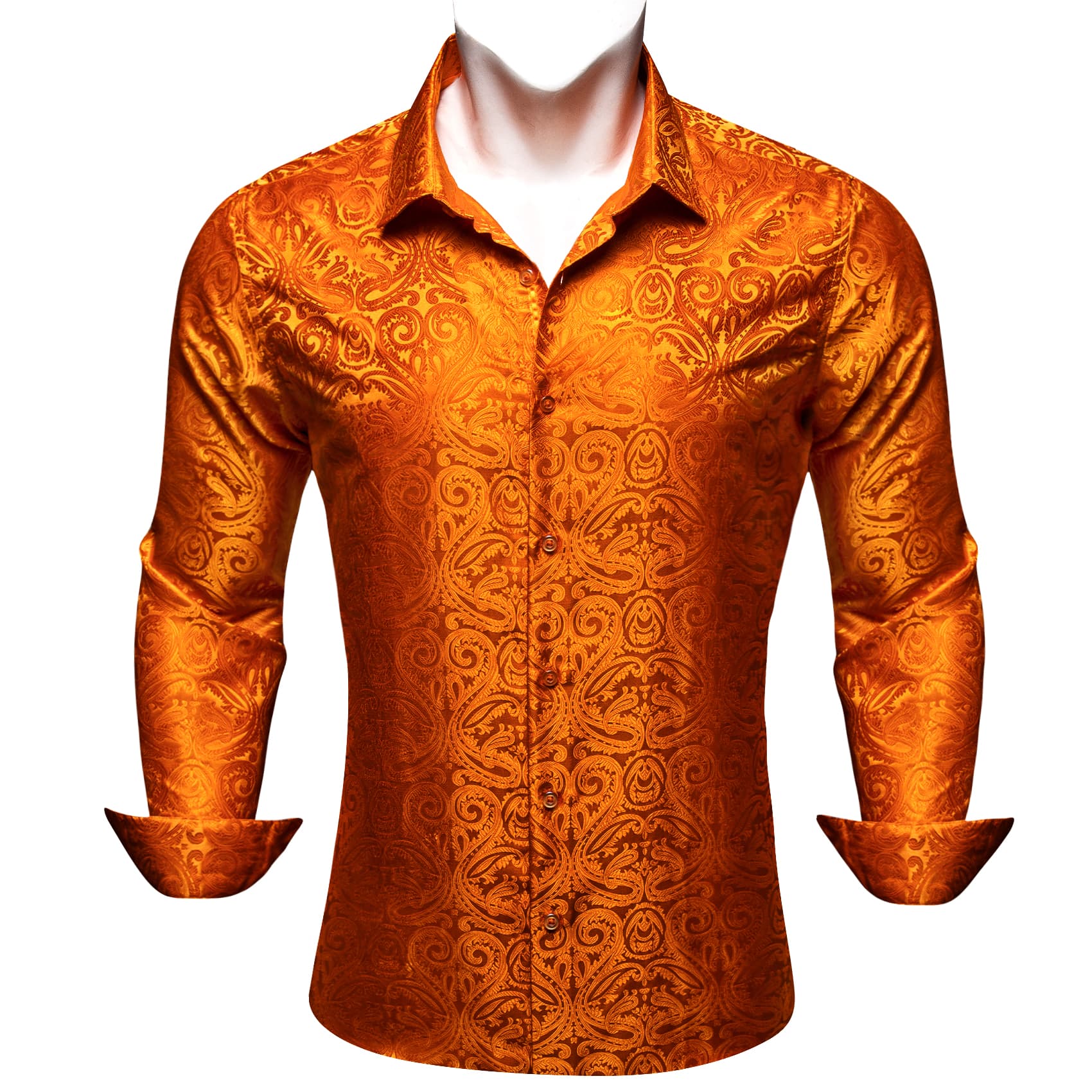 Burnt Orange Shirt Paisley Jacquard Windsor Collar Shirt