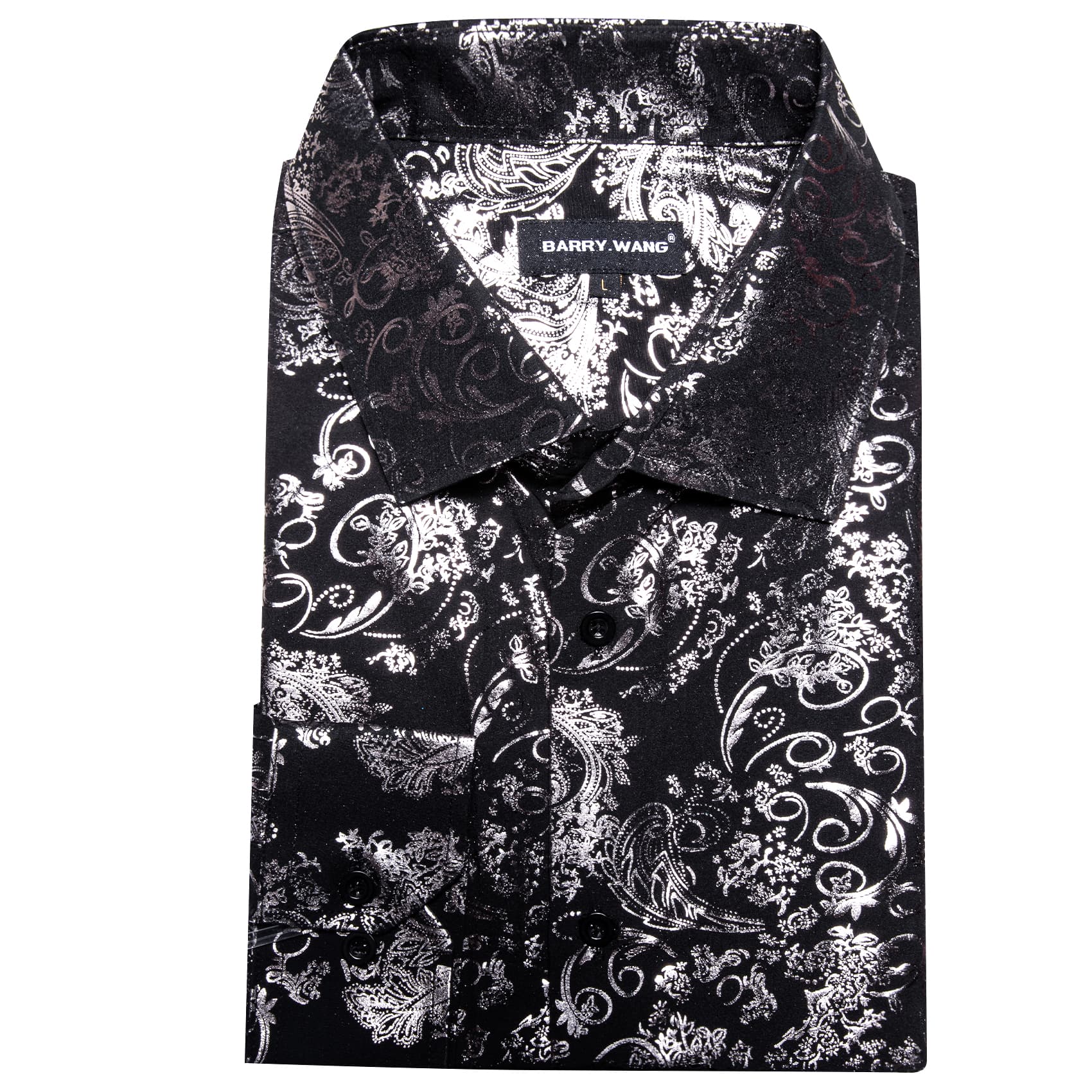  Black Shirt Silver Pattern Men's Novelty Button Down Shirt