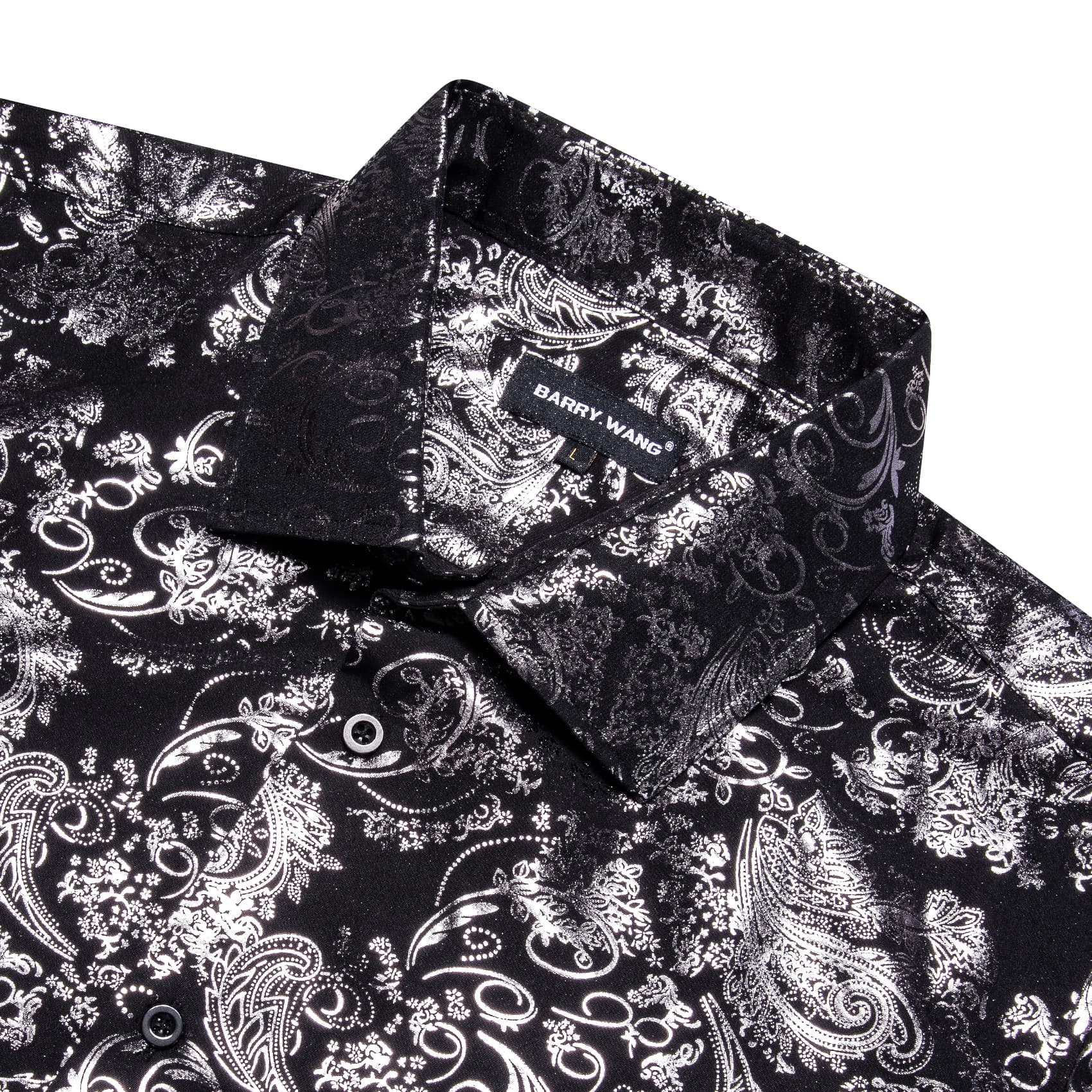  Black Shirt Silver Pattern Men's Novelty Button Down Shirt