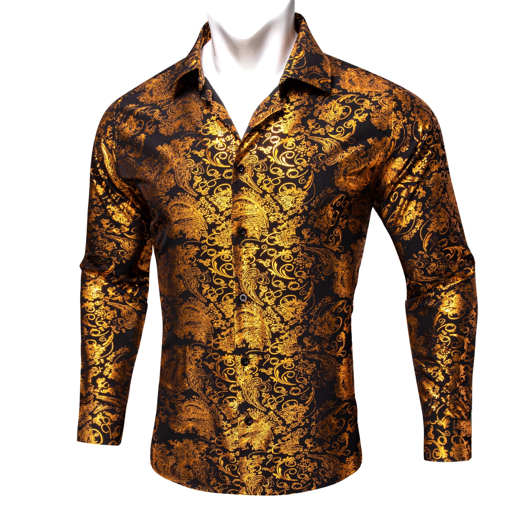 gold shirt black olden men's dinner shirt