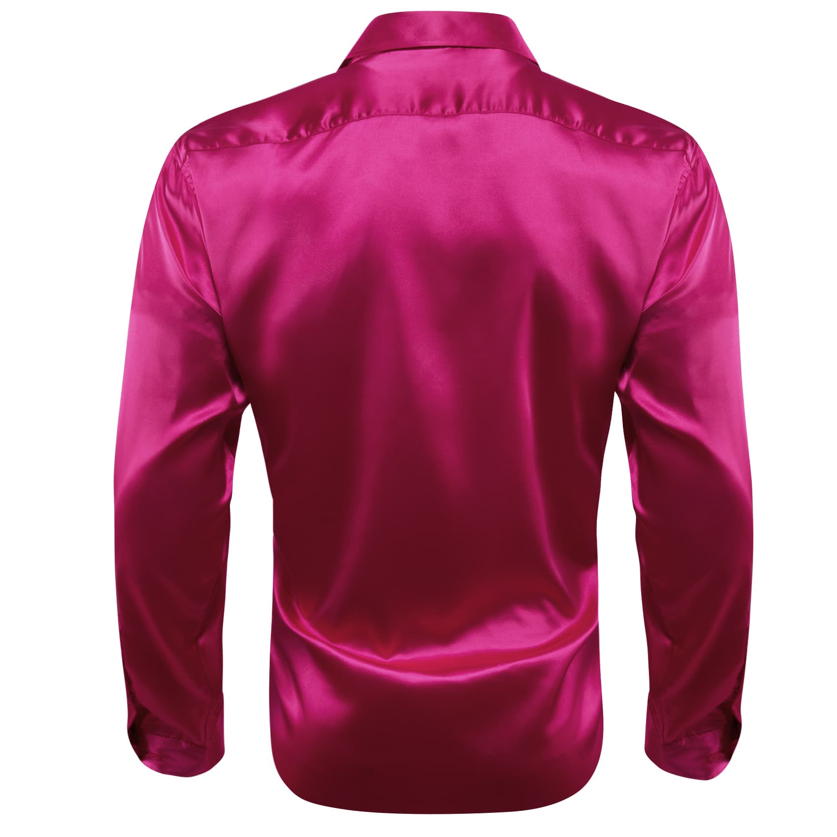 Barry Wang Deep Hot Pink Shirts Solid Long Sleeve Mens Dress Shirt