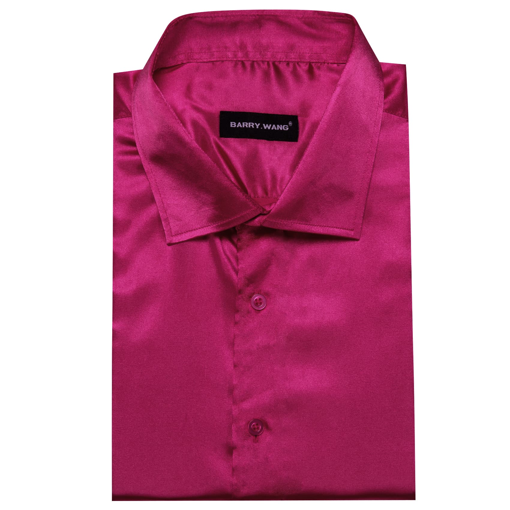 Barry Wang Deep Hot Pink Shirts Solid Long Sleeve Mens Dress Shirt