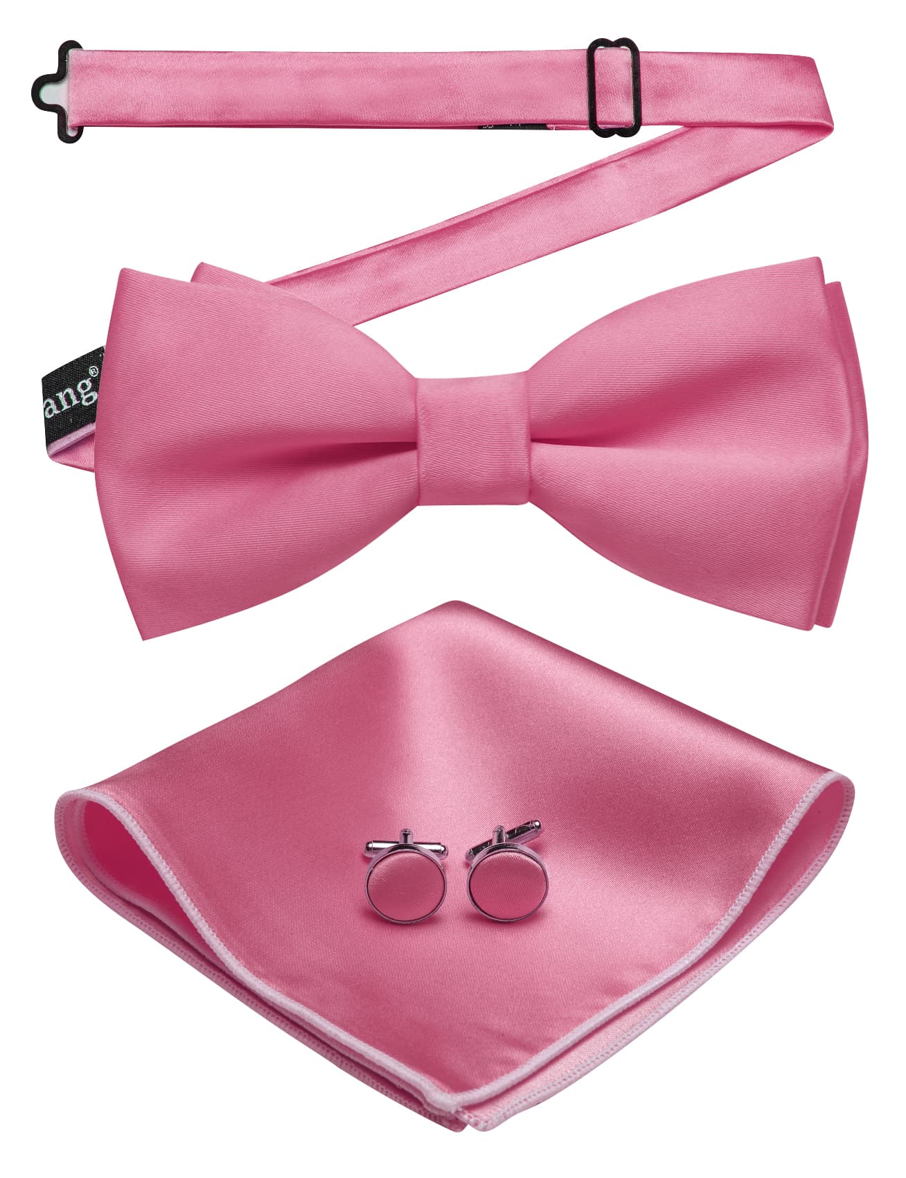 Blush Pink Silk Pre-Tied Men's Bow Tie Hanky Cufflinks Set