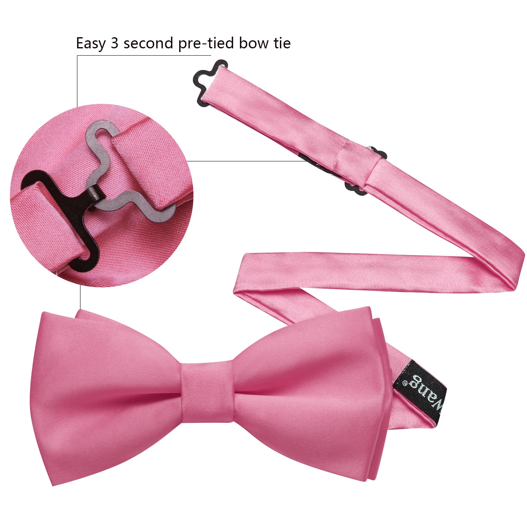 Blush Pink Silk Pre-Tied Men's Bow Tie Hanky Cufflinks Set