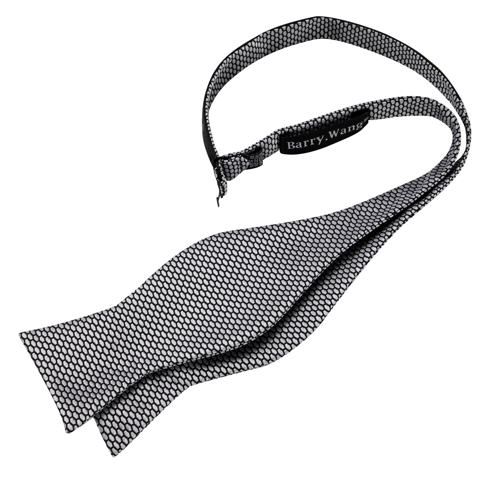  Self-Tied Bowtie Black Silver Geometric Men's Bow-Tie Set