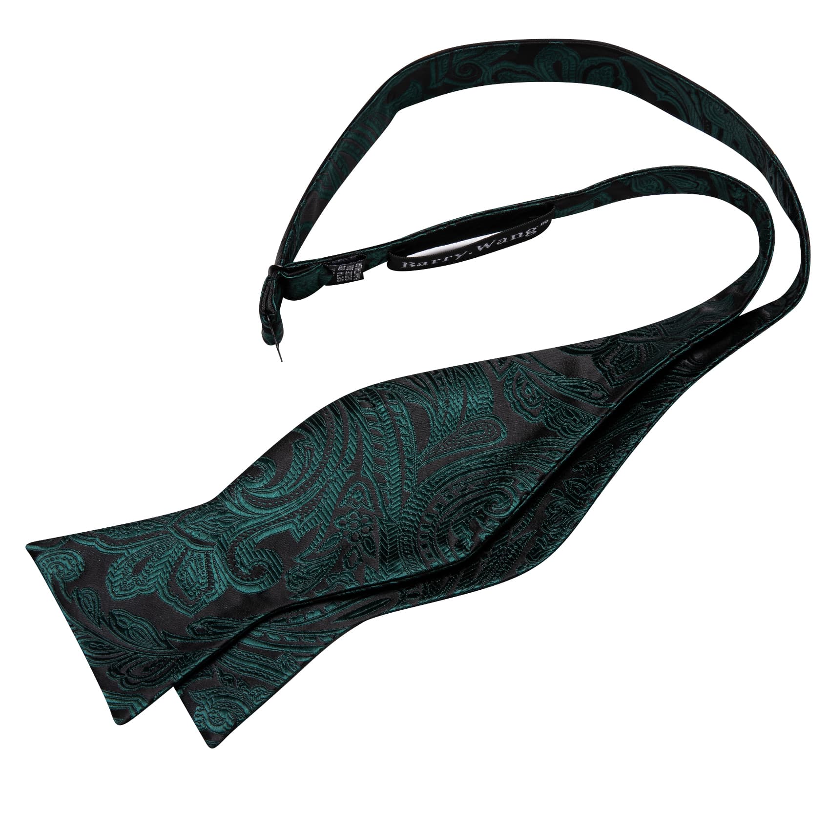 Black Green Bow Tie For Men Paisley Tie Hanky Cufflinks Set