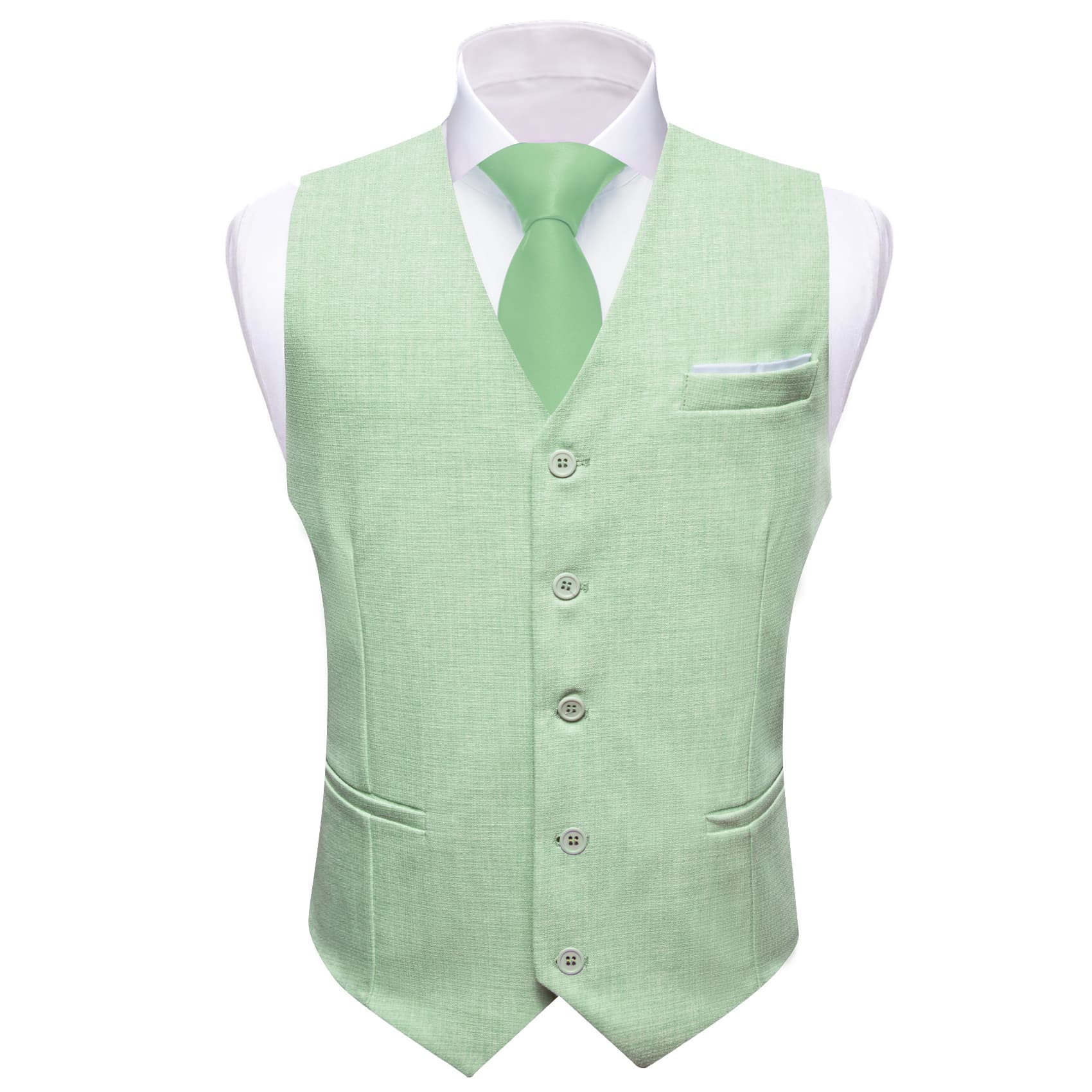 Collarless Waistcoat Mint Green Men's Green Wedding Vest