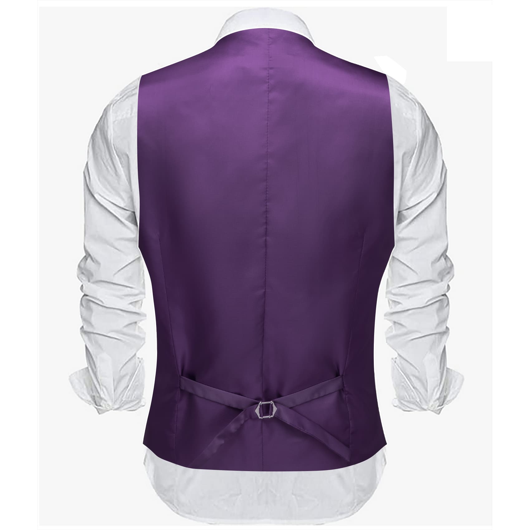 Barry Wang Wedding Vest Solid Dark Purple Mens Button V-Neck Waistcoat