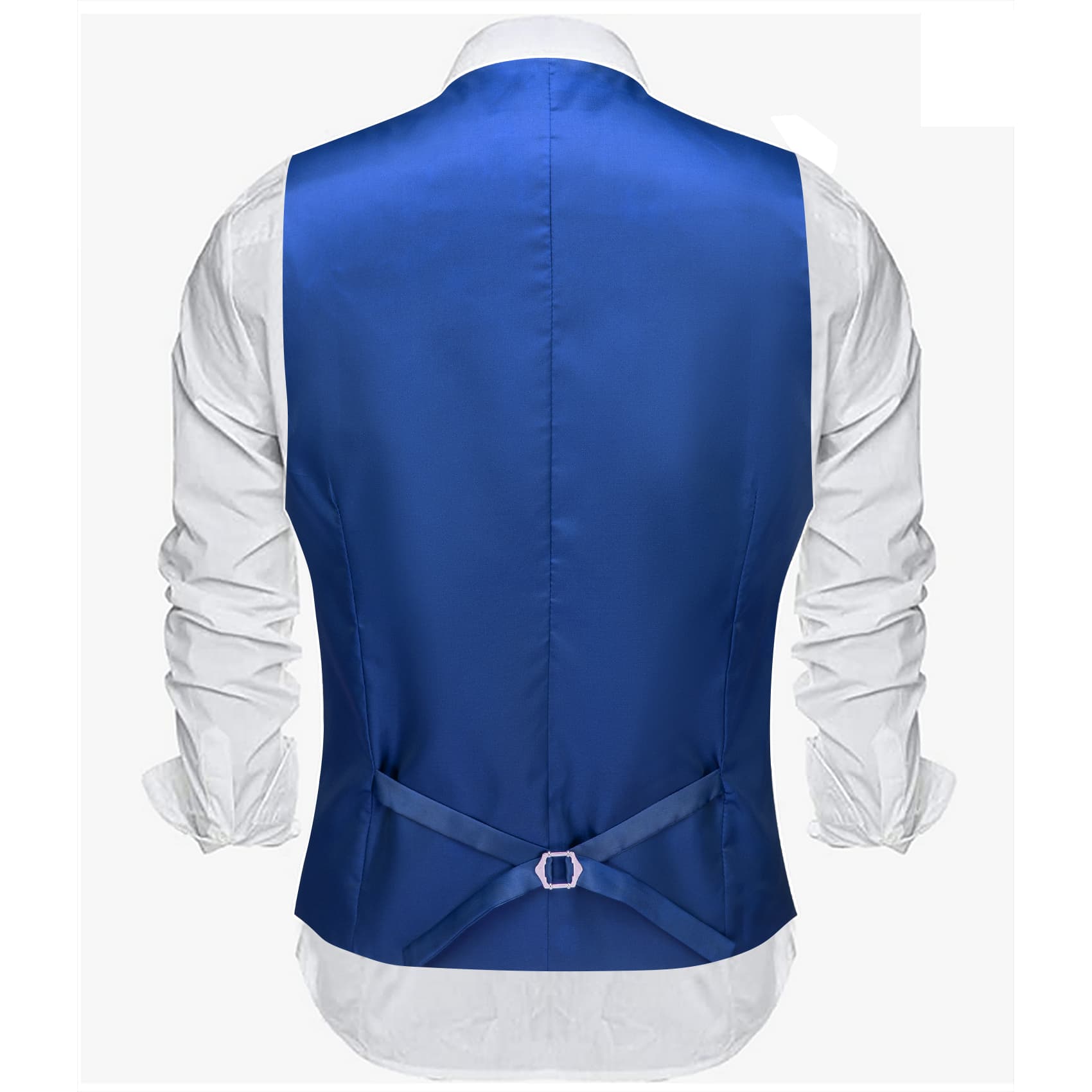 Barry Wang Wedding Vest Solid Medium Blue Mens Button V-Neck Waistcoat