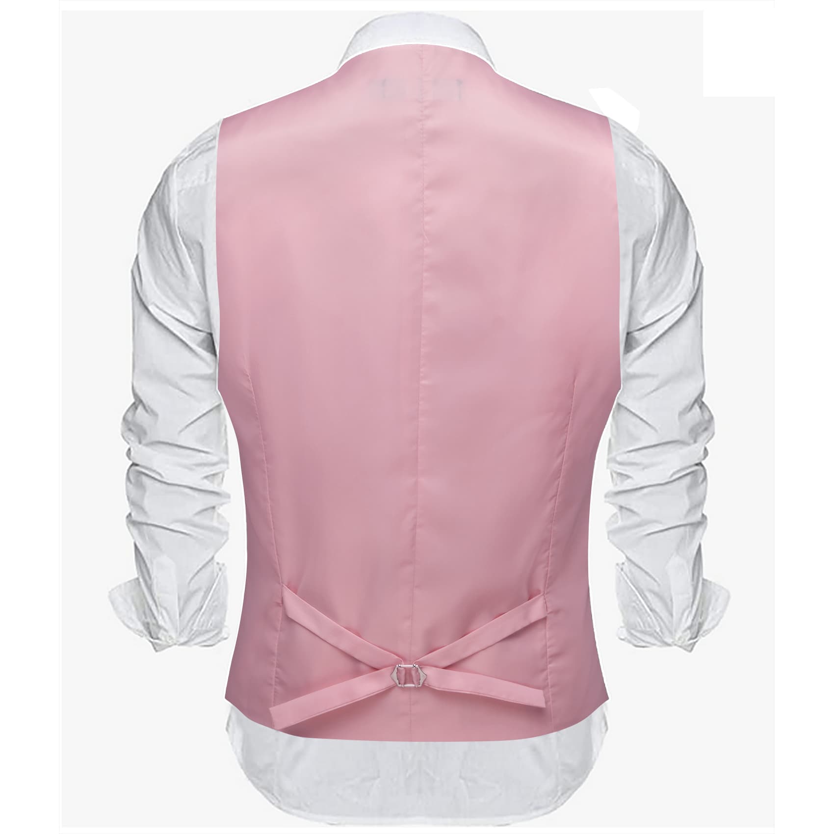 Barry Wang Light Pink Wedding Vest Solid Mens Button V-Neck Waistcoat