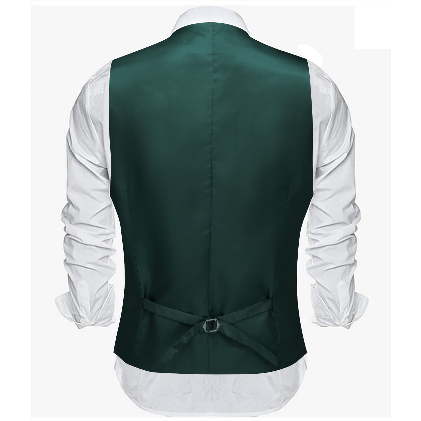 Barry Wang Jungle Green Wedding Vest Solid Men Button V-Neck Waistcoat