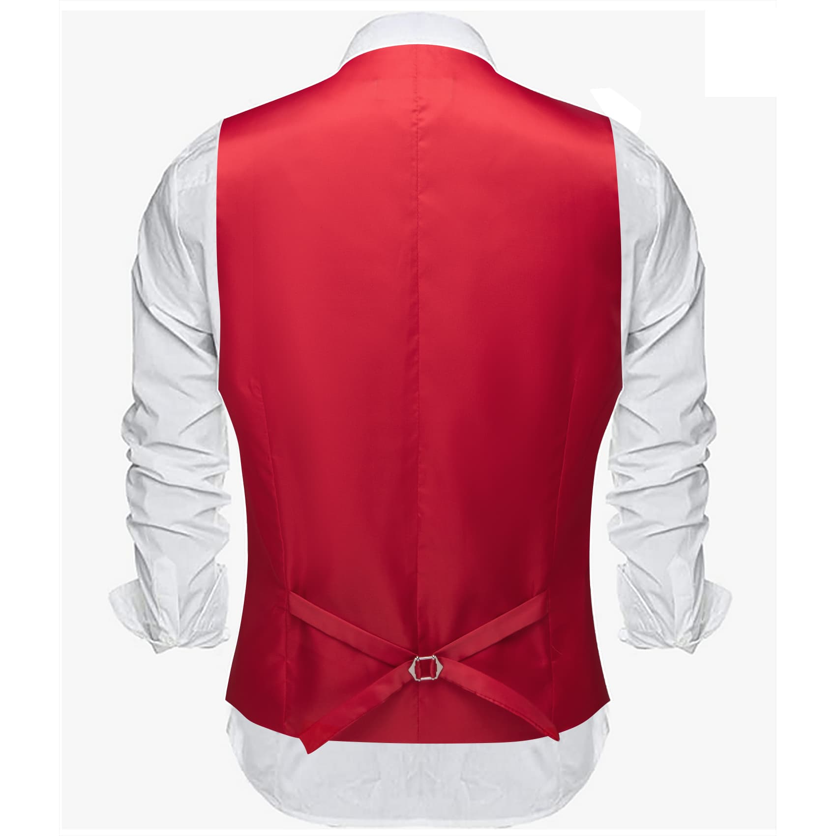 Barry Wang Crimson Red Wedding Vest Solid Men Button V-Neck Waistcoat