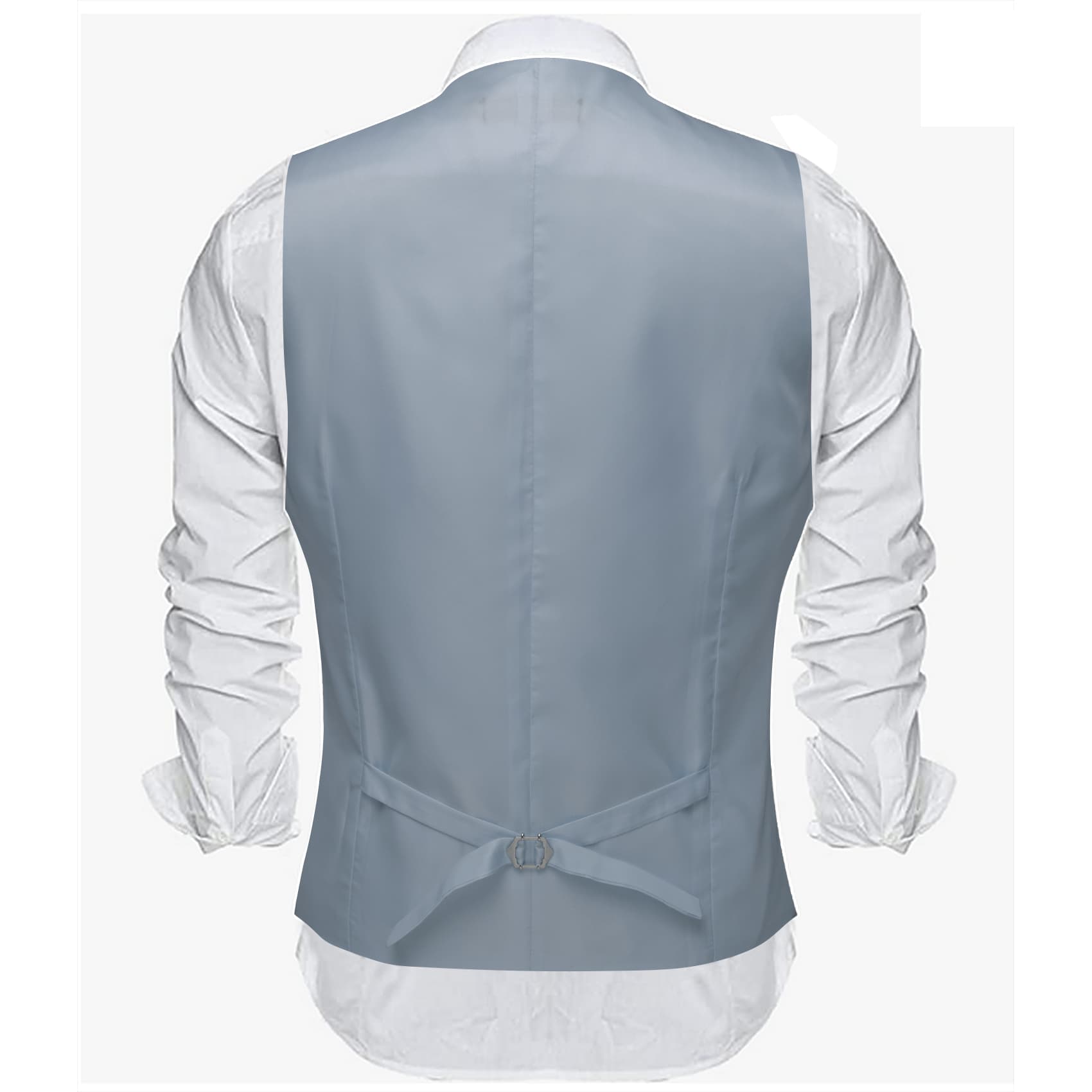 Barry Wang Blue Grey Wedding Vest Solid Mens Button V-Neck Waistcoat