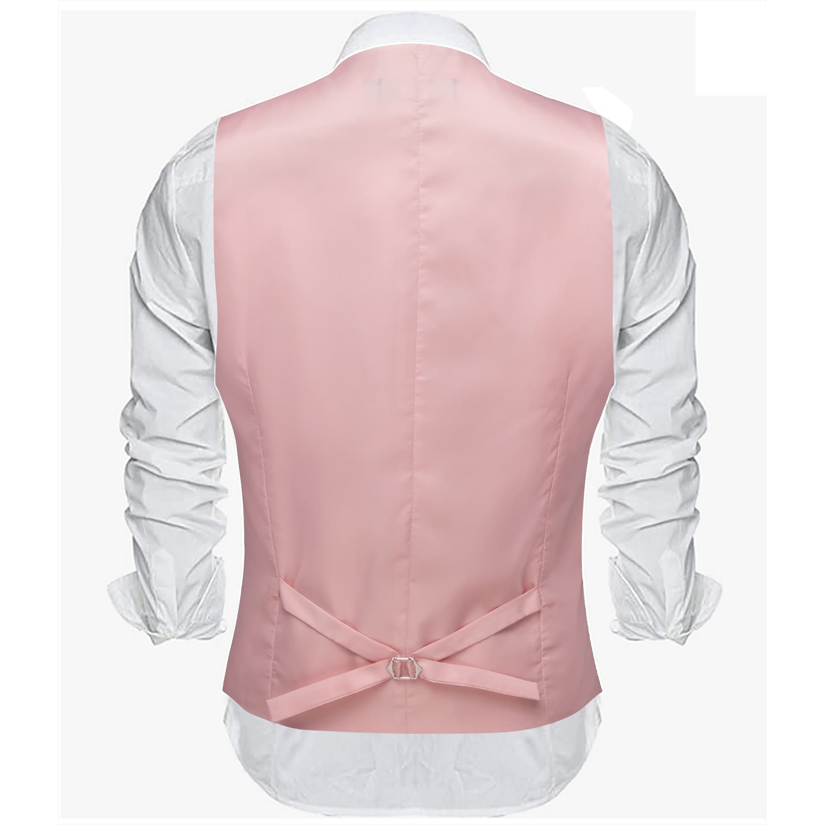 Barry Wang Wedding Vest Pale Pink Solid Mens Button V-Neck Waistcoat