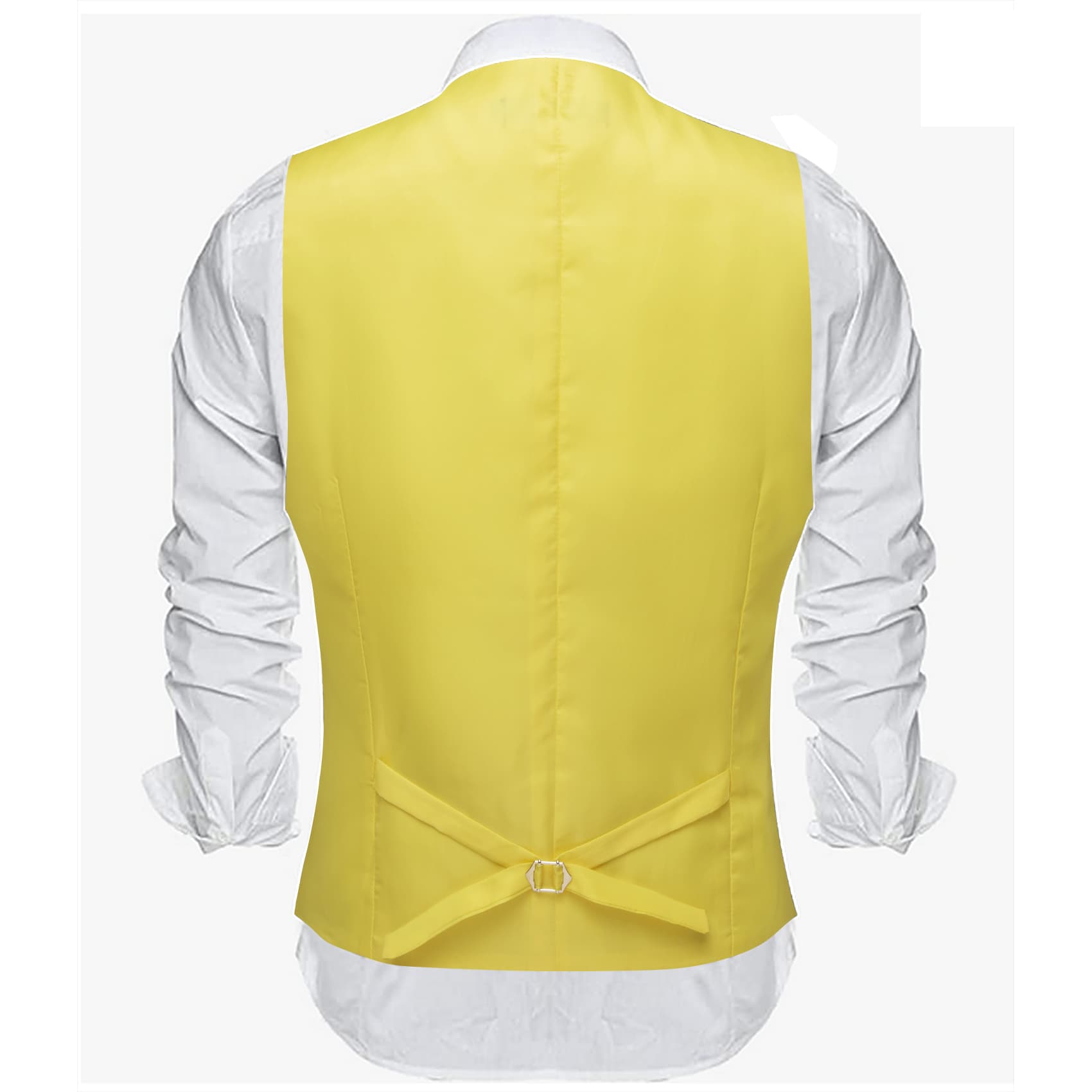 Barry Wang Wedding Vest Solid Old Gold Yellow Button V-Neck Waistcoat