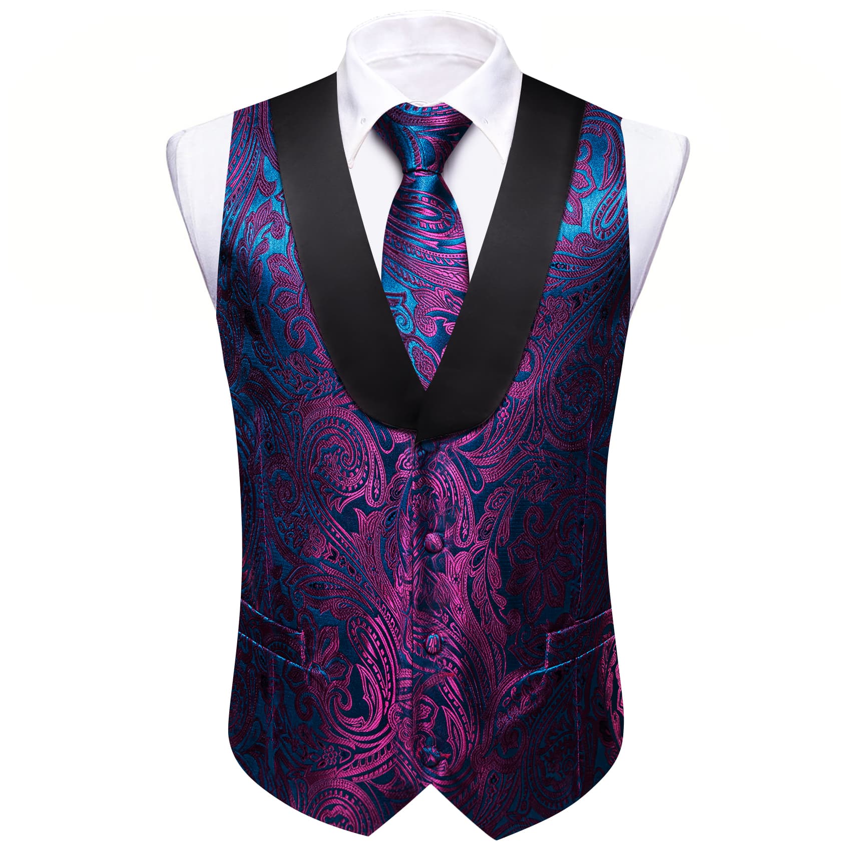 blue purple dress vest