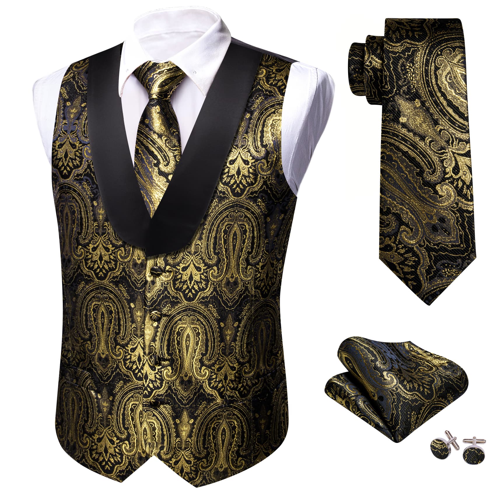 gold tuxedo vest