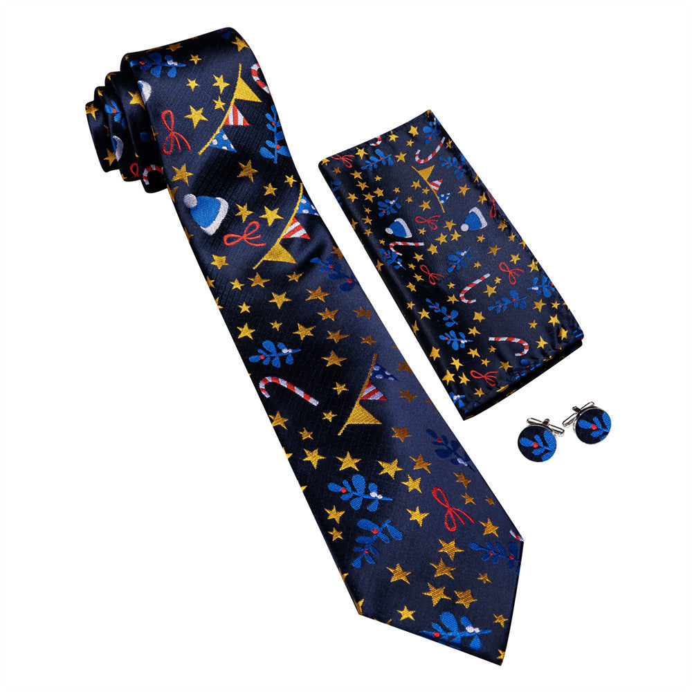 christmas blue silk tie