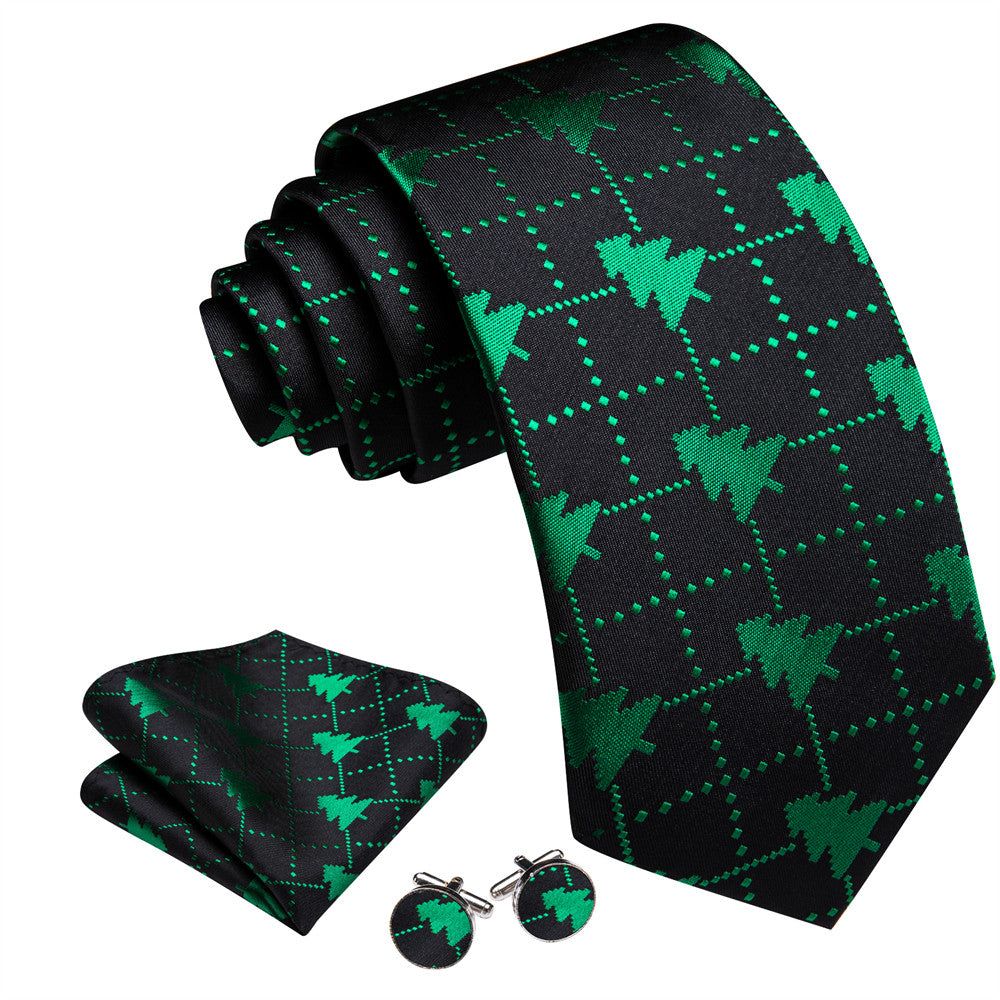 green christmas silk tie