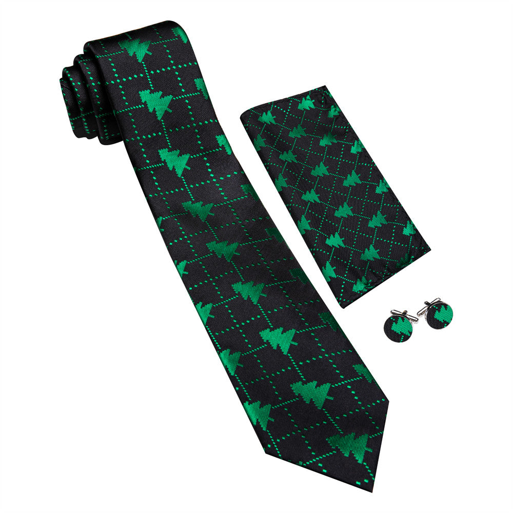 green christmas silk neck tie